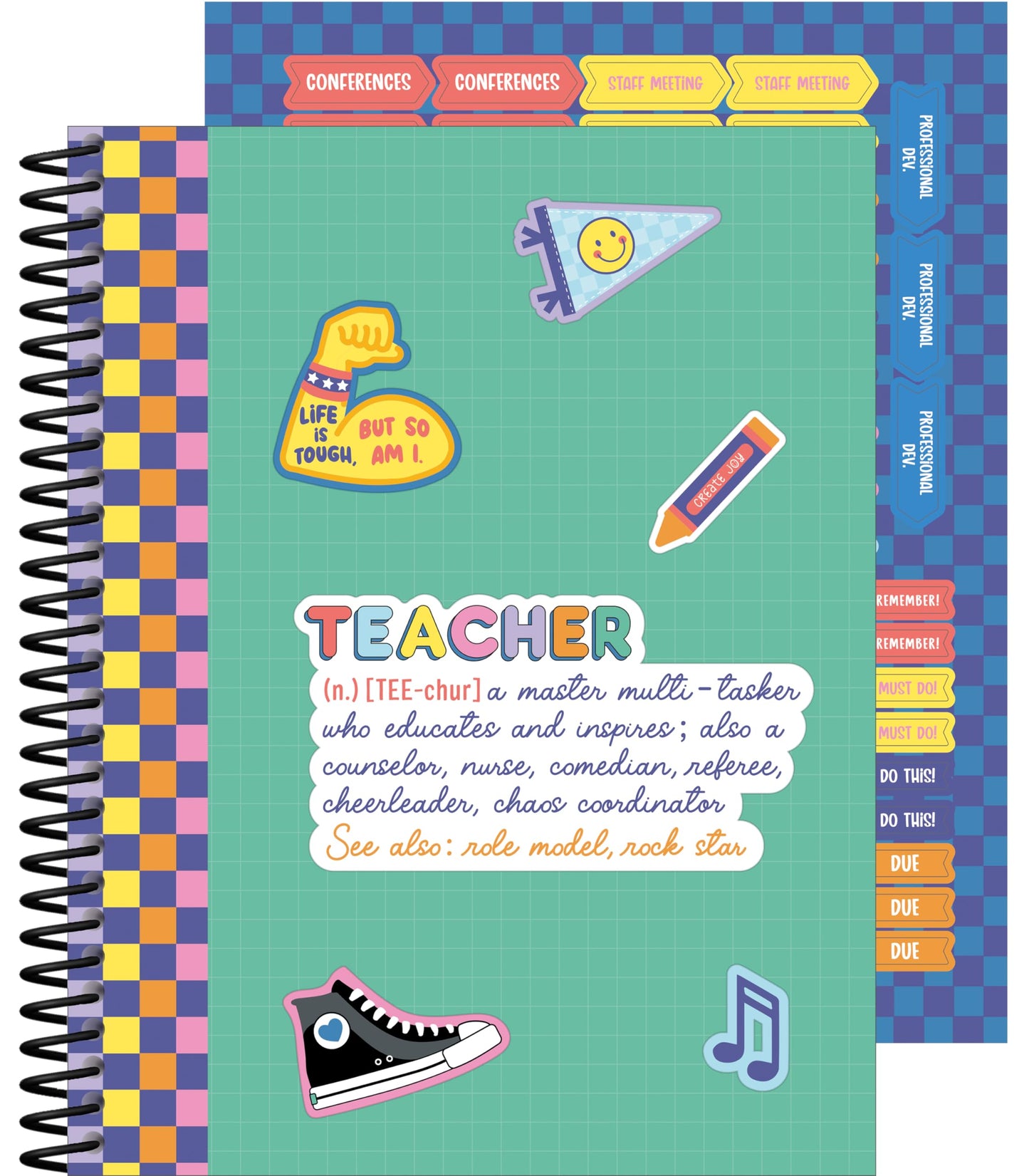 Carson Dellosa We Stick Together Teacher Planner 2026-2027, Undated 8" x 11" Lesson Plan Book with Retro Stickers, Class Schedule, Weekly Calendar, Homeschool and School Supplies, Classroom Must Haves