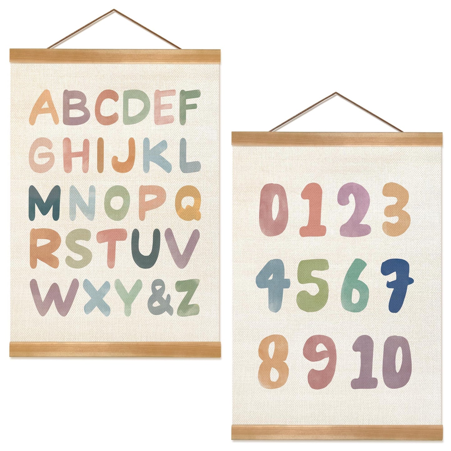 ZTGDA Alphabet Numbers Posters Set of 2, Alphabet Numbers Wall Art Poster, ABC Banner Poster, Number Banner Wall Hanging Decor for Toddler Room Playroom Nursery Wall Classroom Decor (12x16inch 123)