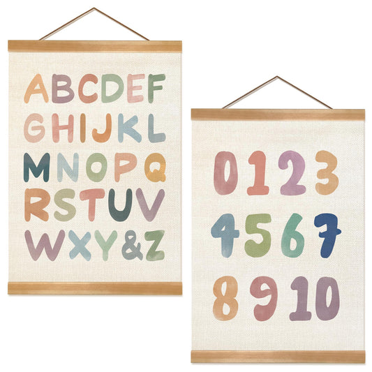 ZTGDA Alphabet Numbers Posters Set of 2, Alphabet Numbers Wall Art Poster, ABC Banner Poster, Number Banner Wall Hanging Decor for Toddler Room Playroom Nursery Wall Classroom Decor (12x16inch 123)