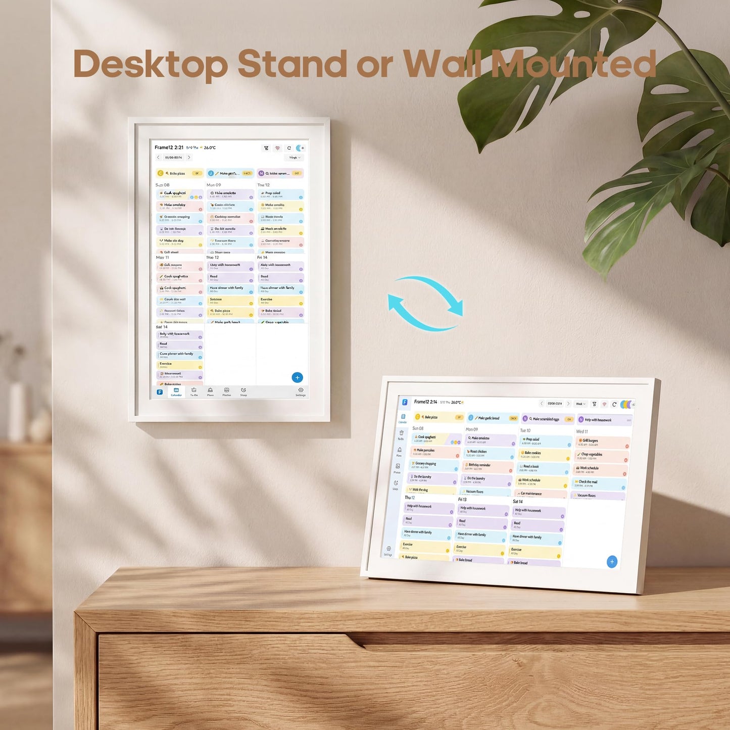 Fenbeli 15.6 Inch Smart Digital Calendar & Family Wall Planner, No Subscription, 6-App Two-Way Sync, Chore Chart Meal Planner Photo Frame, Full HD IPS Touchscreen 32GB, Desk & Wall Mount