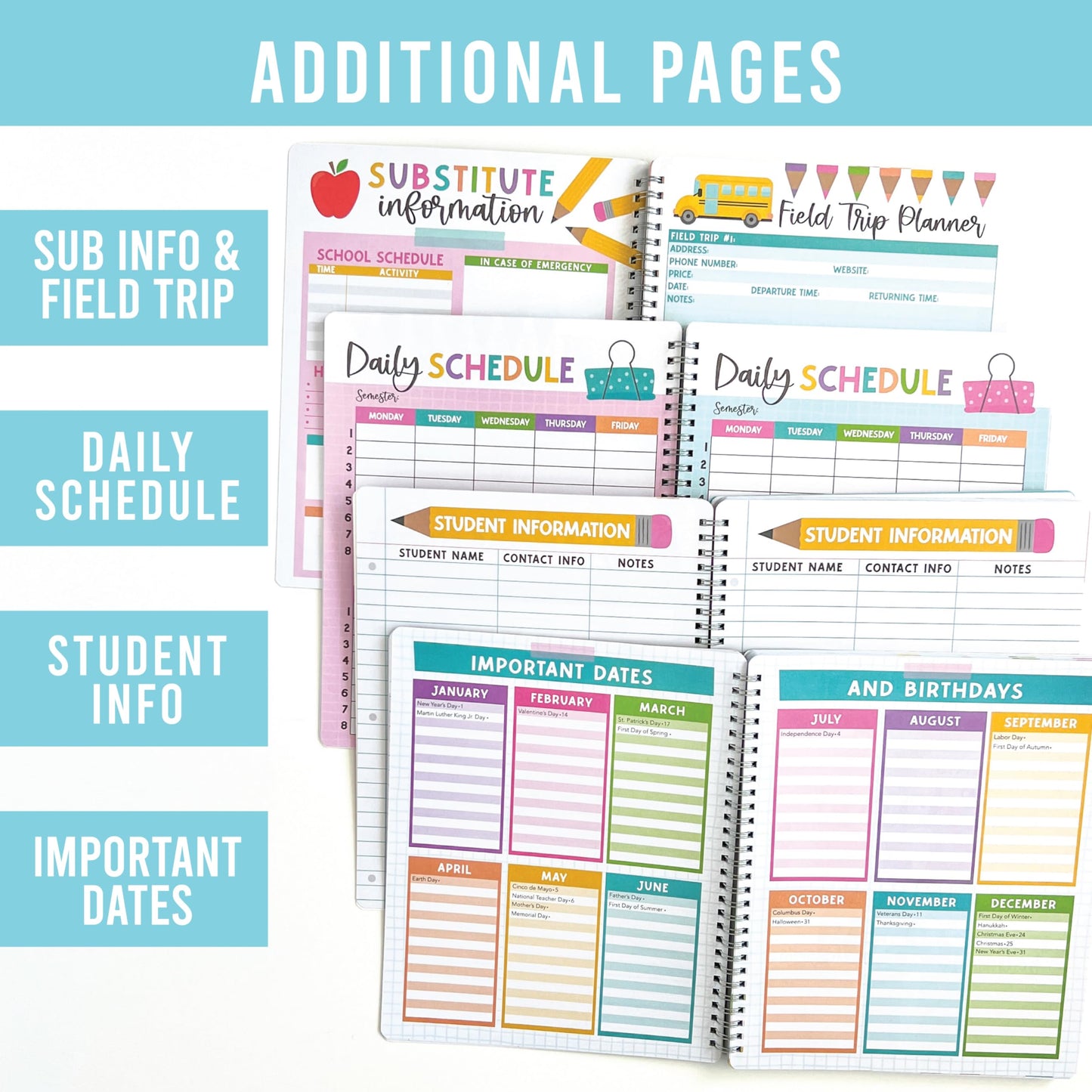 Hadley Designs Teacher Planner 2025-2026 – Lesson Planner Book for Teachers Must Haves, Undated Teacher Planners, Lesson Plan Notebook, Homeschooling Planners, Teachers Appreciation Gifts