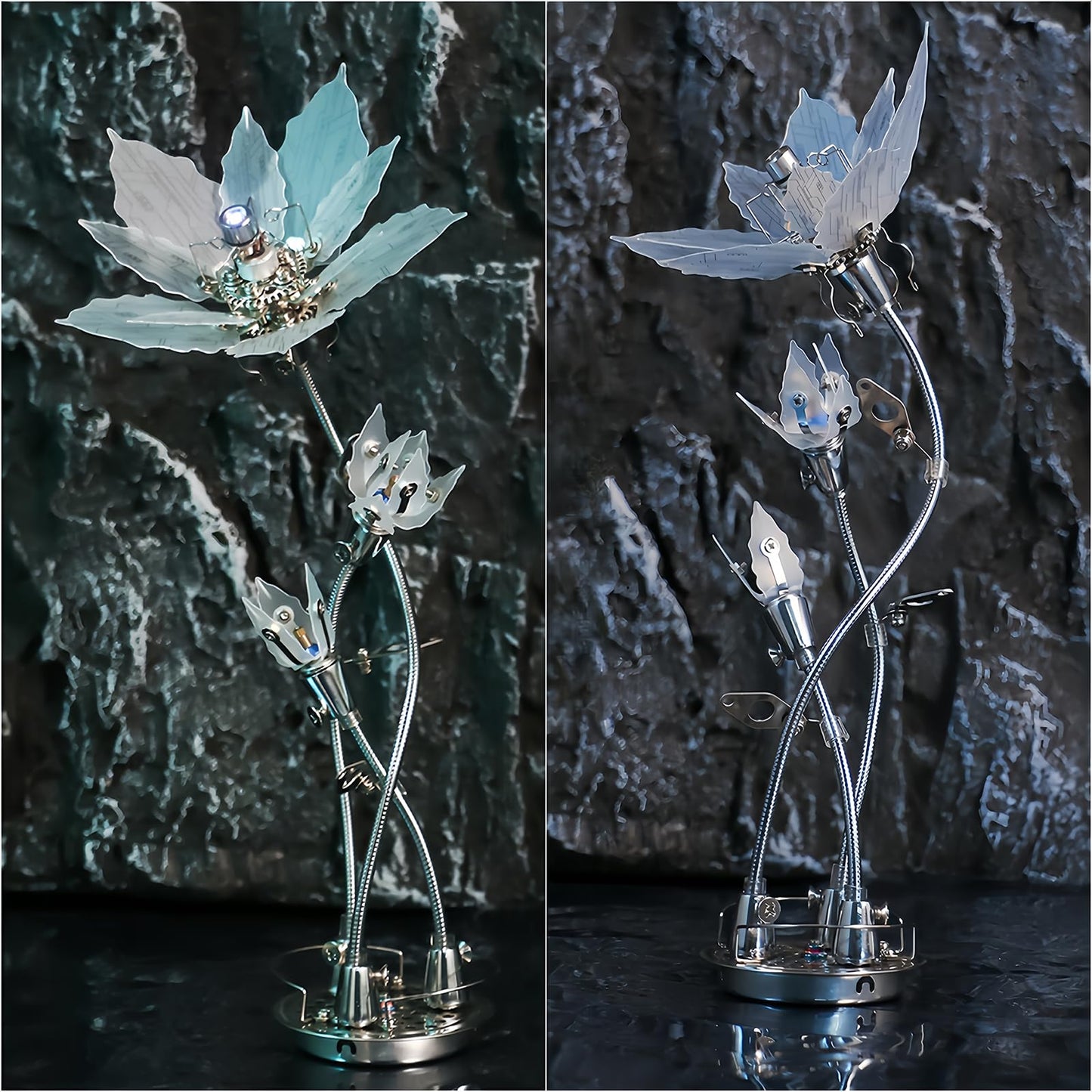 3D Flower Puzzle Metal Model Kit, 3D Metal Puzzle Adult, 3D Mechanical Model，Brain Teaser Puzzles DIY Assembling Flower for Stress Relief for Teenagers and Adults