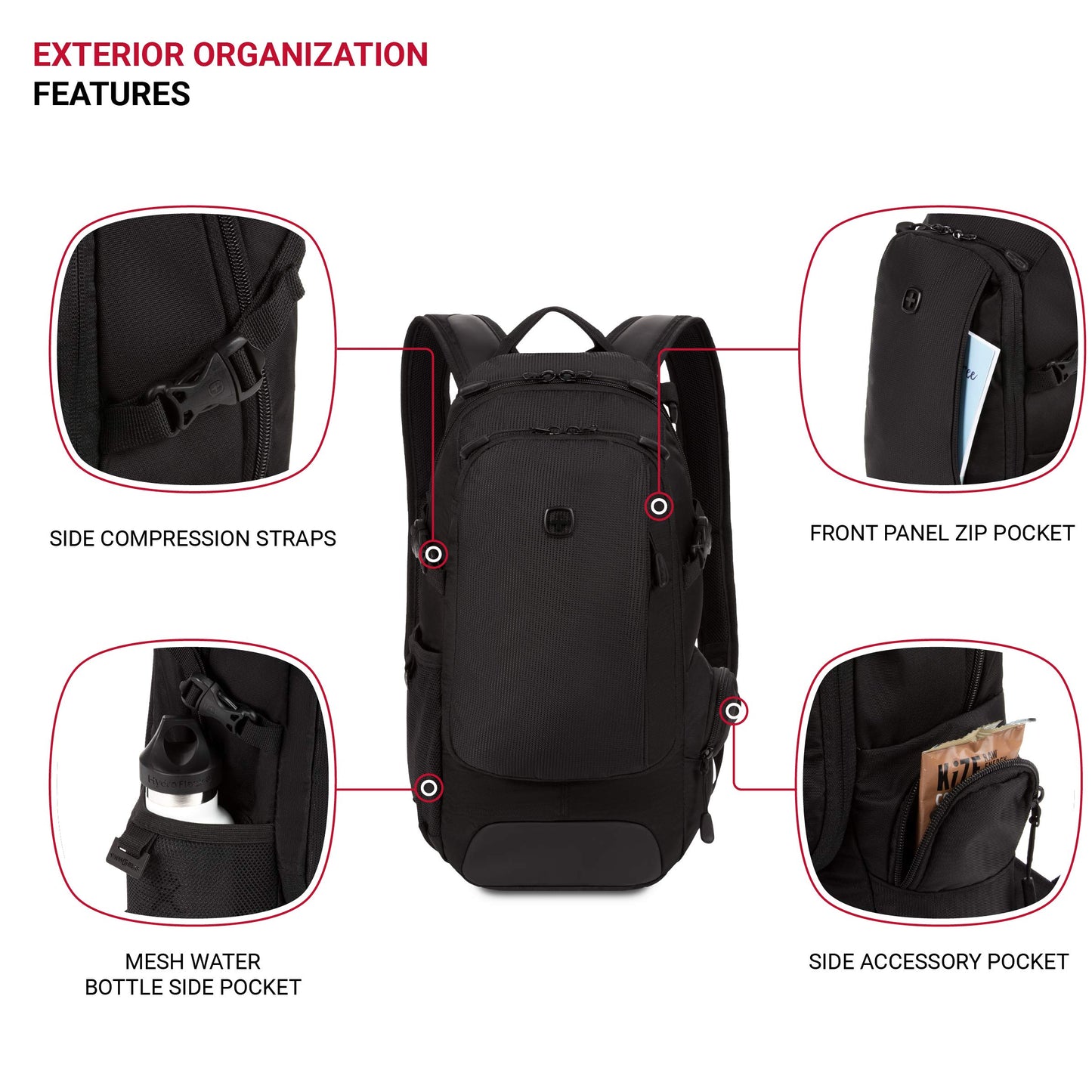 SwissGear 3598 Backpack, Narrow Daypack, Ideal for Commuting and College