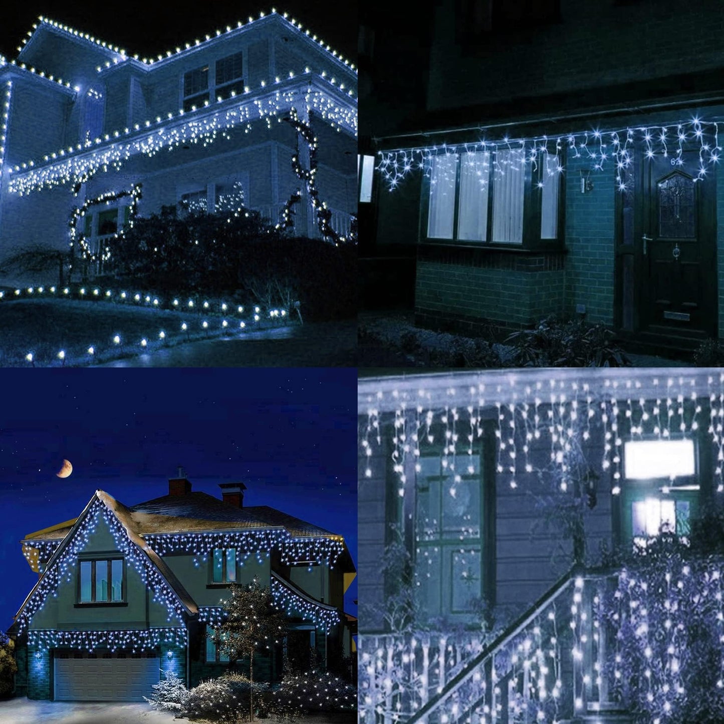 Dazzle Bright Outdoor Hanging Tree Lights, 160 LED, White, Model HB-160DCOI, for Garden, Party, Wedding, Porch, Patio, Christmas Decor