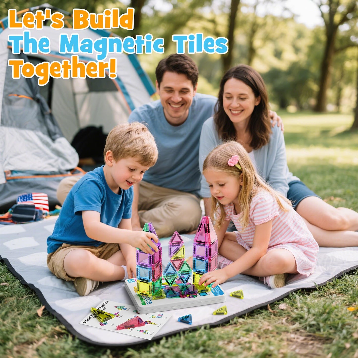 MEIQ 42PCS Mini Magnetic Tiles Travel Set with Iron Storage Box - Portable STEM Building Blocks for Kids 3-8, Montessori Educational Magnet Toys for Airplane, Car Rides & On-The-Go Play