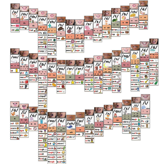 Gersoniel 220 Pcs Sound Wall Classroom Neutral Phonics Kits Science of Reading Posters for Classroom Consonant and Vowel Valley Decor Speech Material,Phonemic Awareness,Esl Teaching Material(Boho)