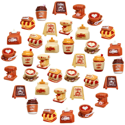 36-Piece Cute Resin Fridge Magnets Set - Colorful Kitchen Refrigerator Magnets for Home & Office, Whiteboard Magnetic Stickers for Photos, Notes, Memos, Shopping Lists (Coffee Series)