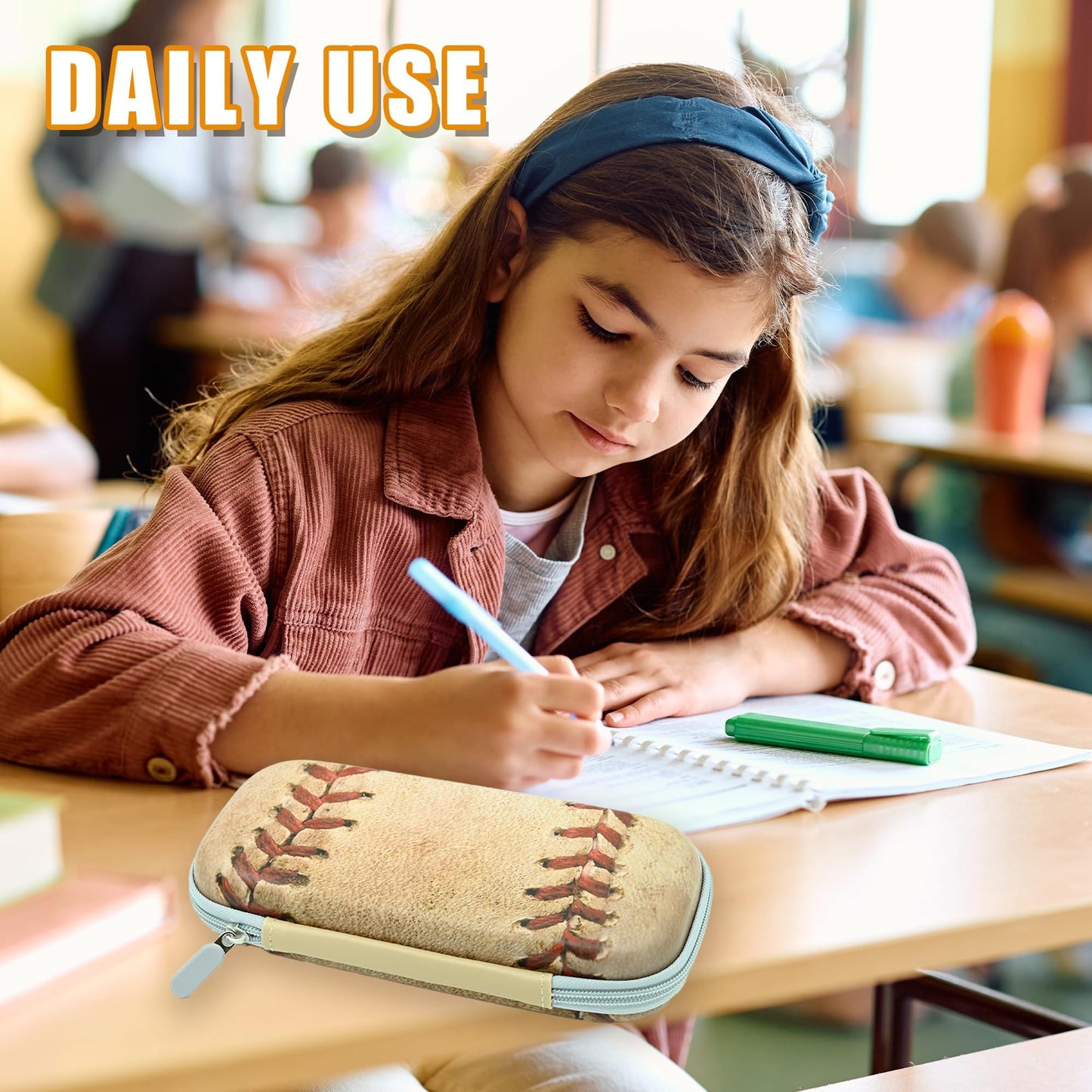 WtallasiSei Retro Baseball Pencil Case Zip Pencil Box Multi Pouch Holder Desk Organizer For Boys Girls School Men Women Office