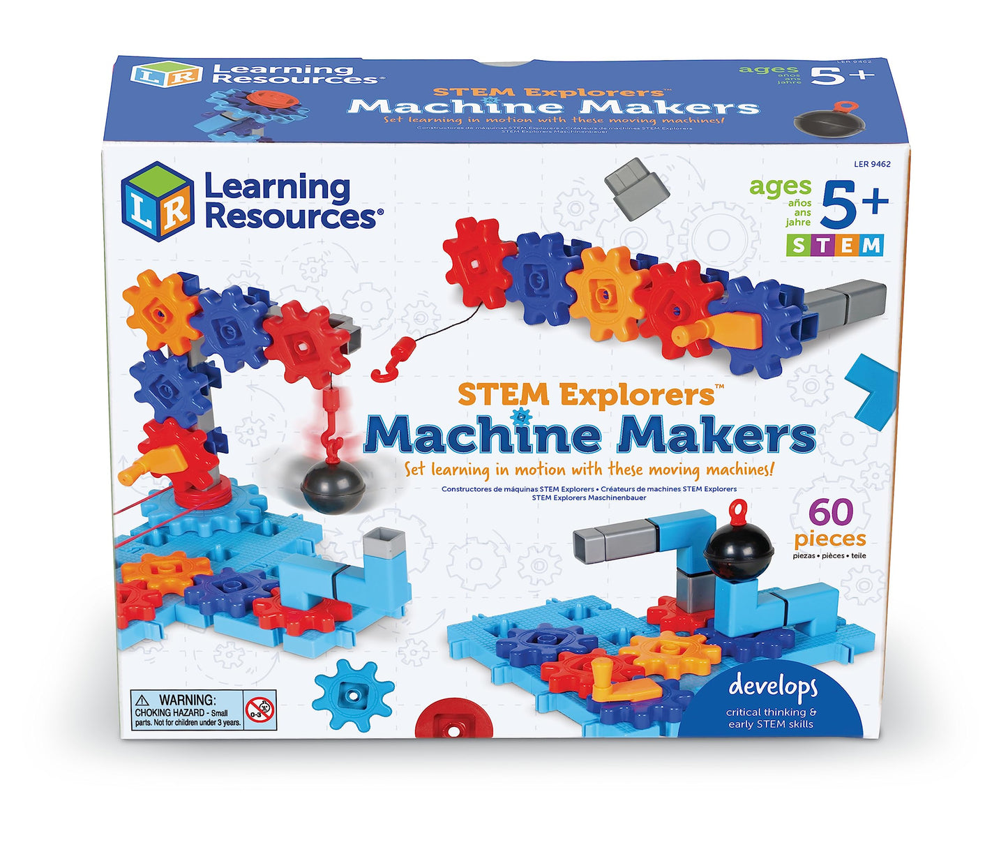 Learning Resources STEM Explorers Machine Makers - 60 Pieces, Ages 5+, Building Montessori Toys, Engineering Activities, Fine Motor Skills