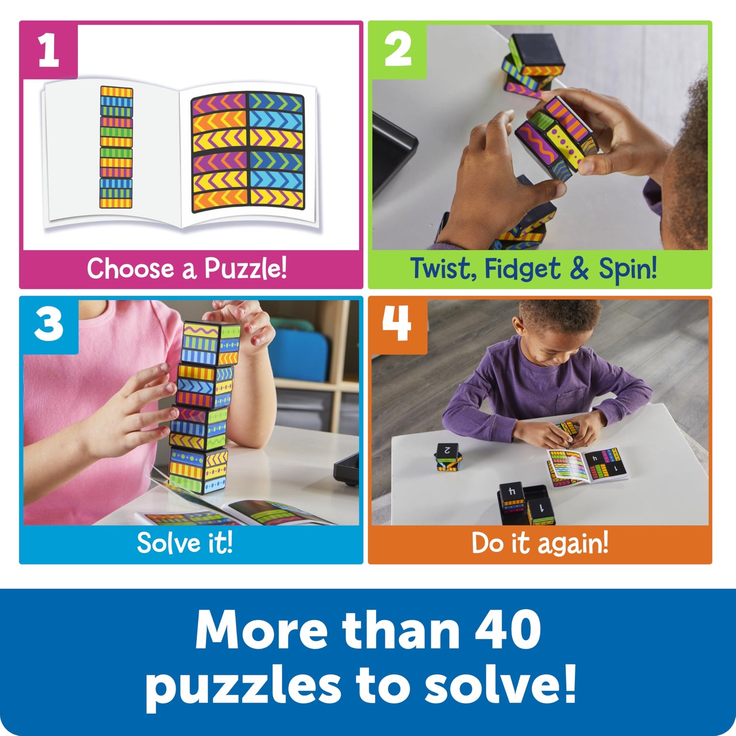 Learning Resources Brainometry Cubed - 3D Brain Teaser Puzzles, Fidget Puzzle Game for Kids, Educational Games, Problem Solving Toys, Fidget Cube, Easy Puzzles for Kids,STEM Kits, Montessori
