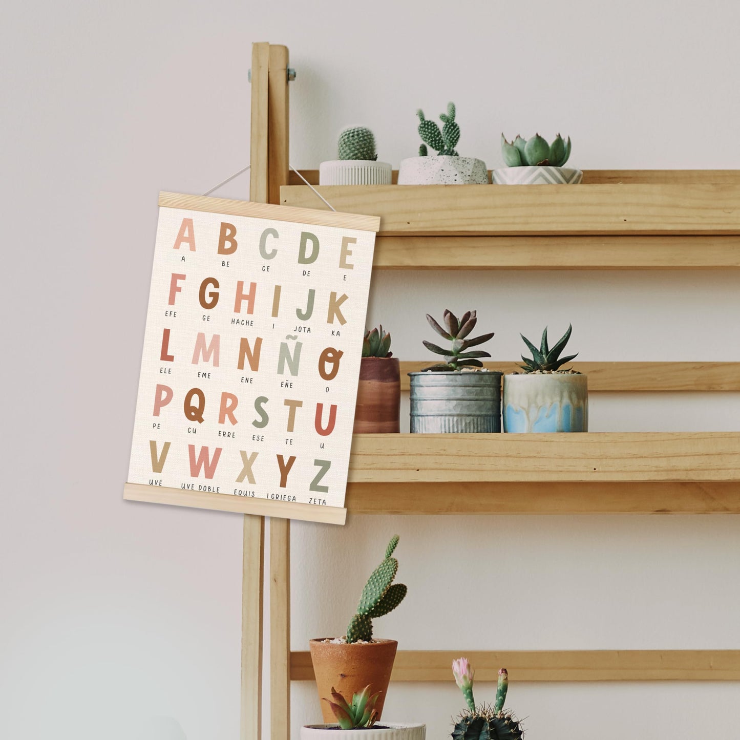 HUGANE Alphabet Wall Art, Boho Educational Nursery Poster, 12x16 Inches