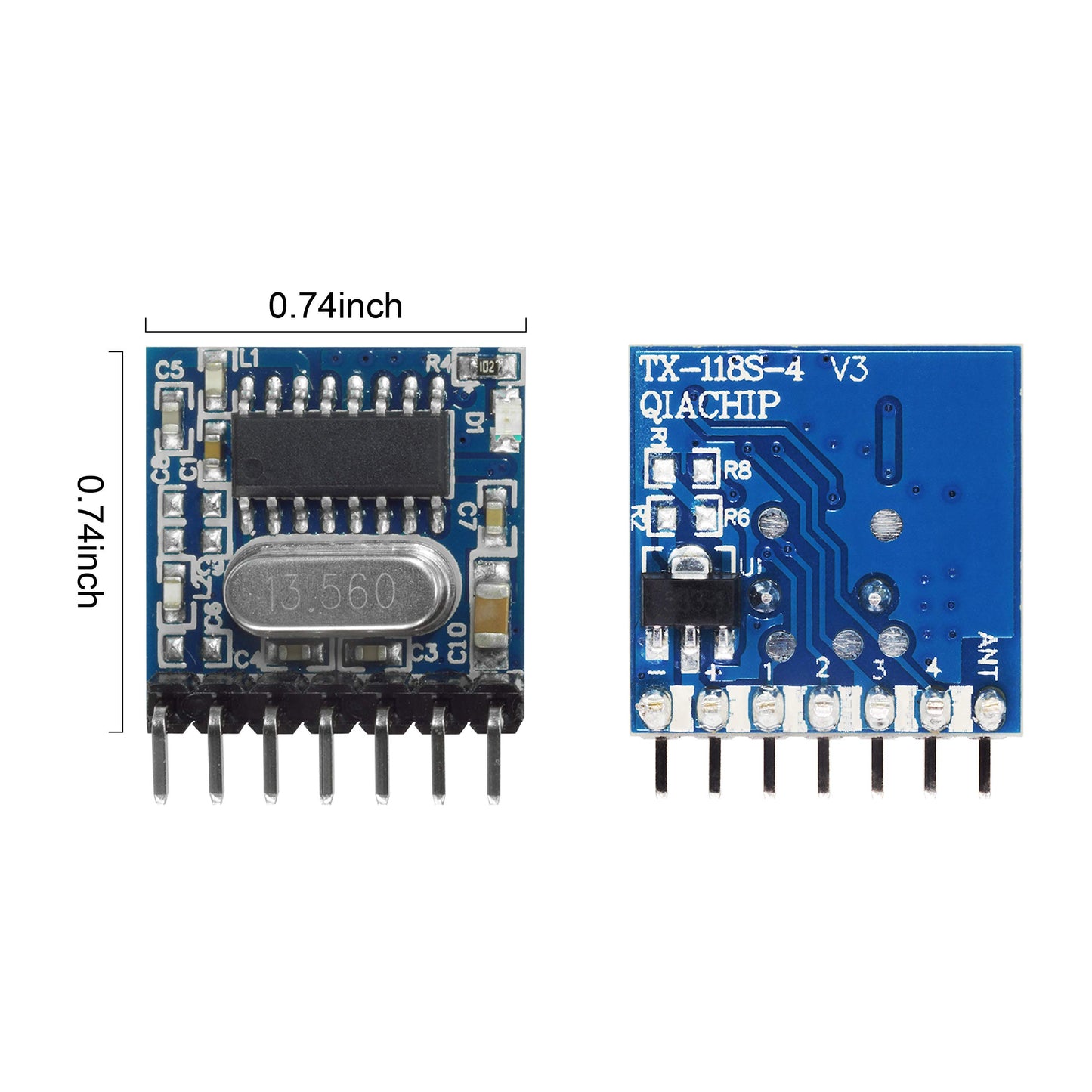 QIACHIP Wireless 433Mhz RF Module Receiver and Transmitter Remote Control Built-in Learning Code 1527 Decoding 4 Channel Output (Transmitter and Receiver kit)