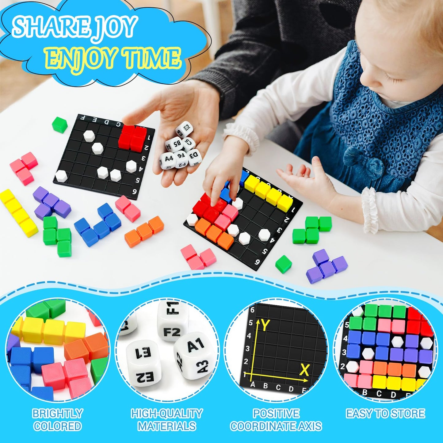 NONSOMPLE STEM Puzzle Game The Brain Square with 160000+ Solutions Pattern Matching Blocks Brain Teaser Toy Roll Dice & Race Your Opponent to Fill Grid for Kids Birthday (Single Player)