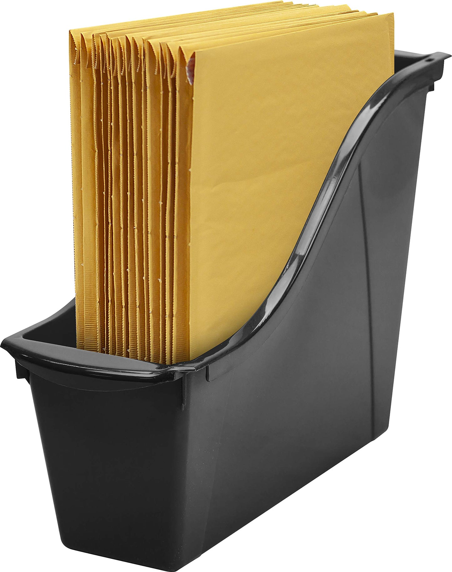 Storex Small Book Bin - Interlocking Plastic Organizer for Home, Office, and Work Space - Black, 6-Pack (70123C06C)