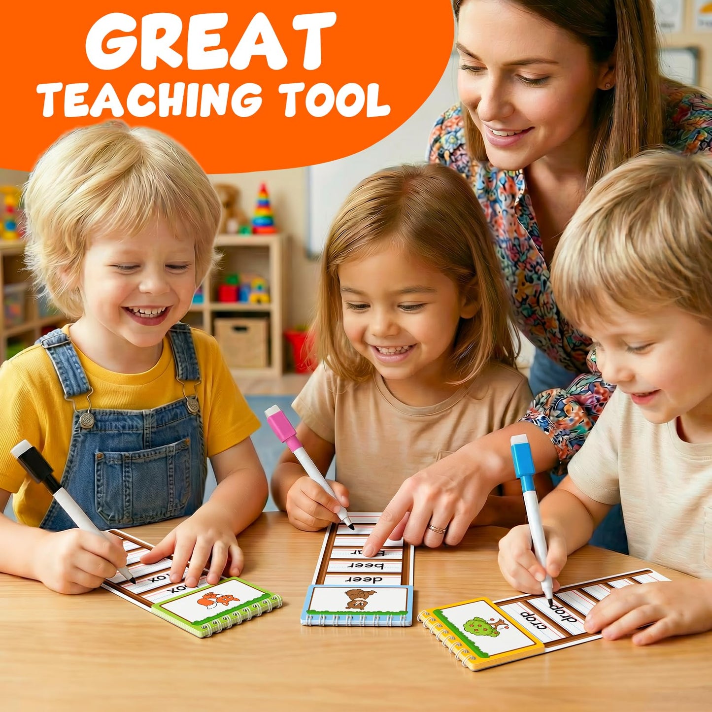 Edulok 30 Word Ladder Flip Books,Phonics Flash Cards,Word Ladders Word Family Build Book,Sight Words Reading Spelling Games Phonics Flip Books for Kids Classroom Homeschool Preschool Learning Activity