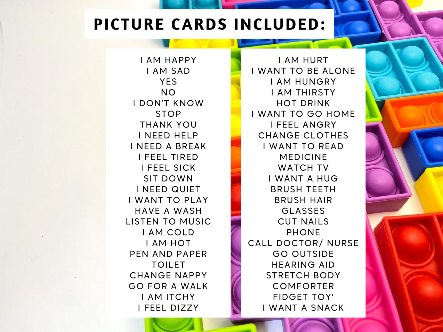 Plastic Communication Cards, 60 Basic Communication, Special Needs, Autism, Toddler, Hospital Cards, Non Verbal Speech Therapy, Senior