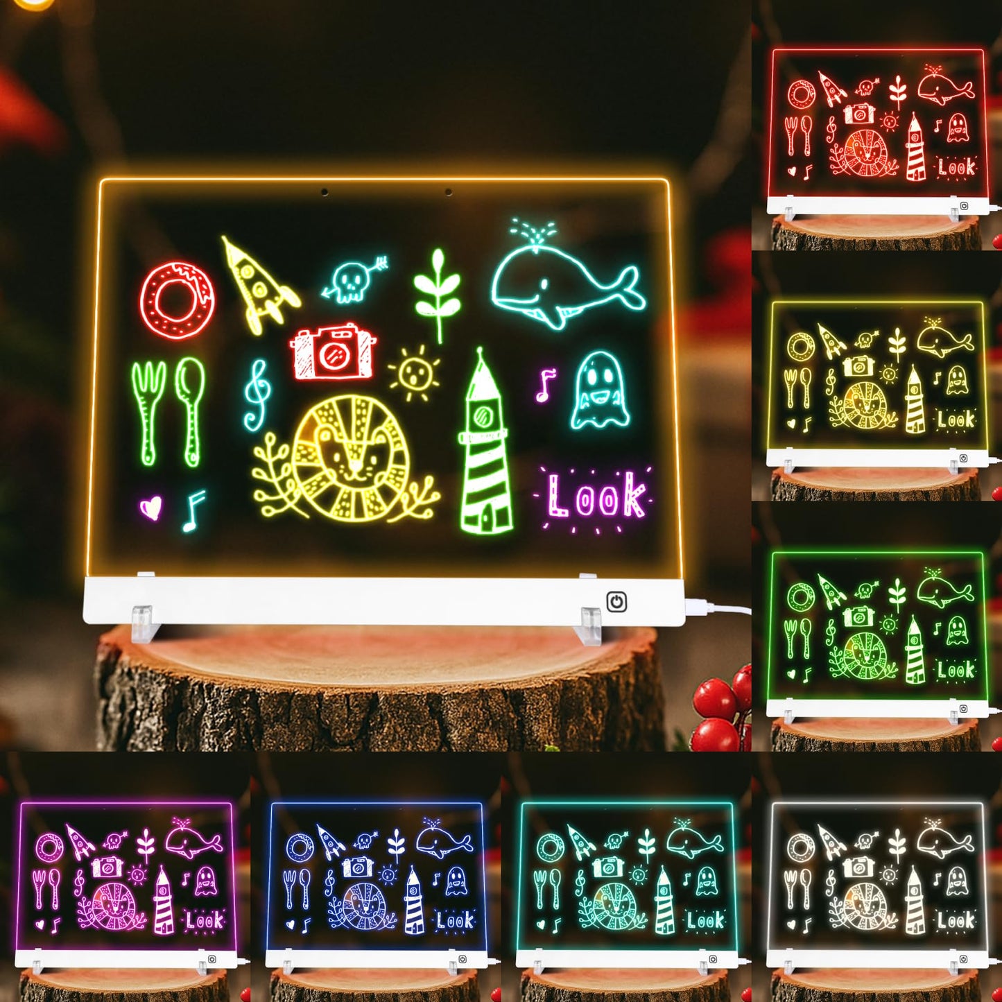 LuxuMach LumiBoard Led Drawing Board for Kids, LED Note Board with Colors, Glowing Acrylic Dry Erase Boards, Gift for Girls on Birthdays & Christmas (15.7" x 11.8", White)