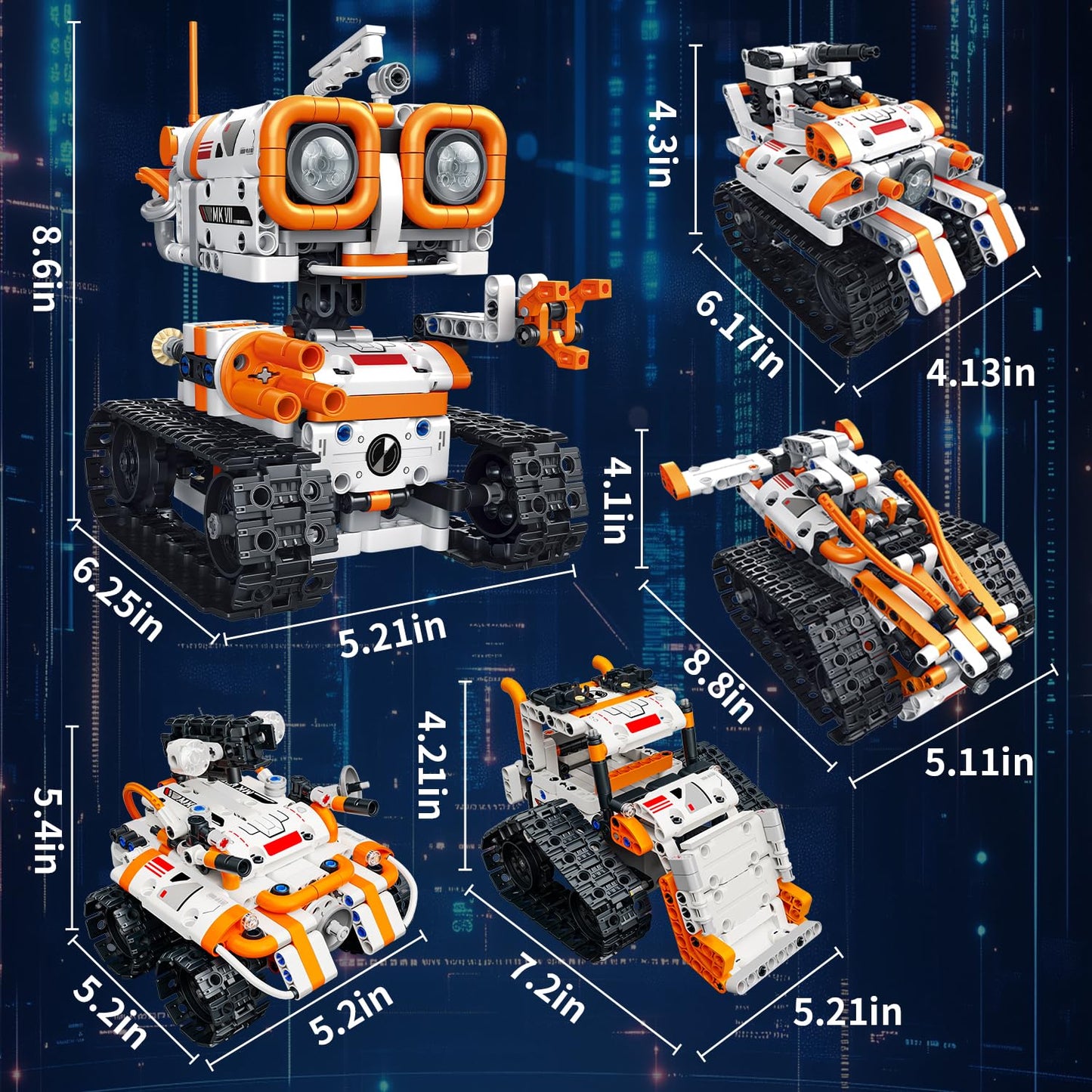 5 in 1 STEM Robotics Building Kit, 560 PCS APP/Remote Control Robot Toy Building Block Sets, Compatible with Lego Robot Control & Programming, Coding Robotic Toys Birthday Great Gifts for Boys 8-14