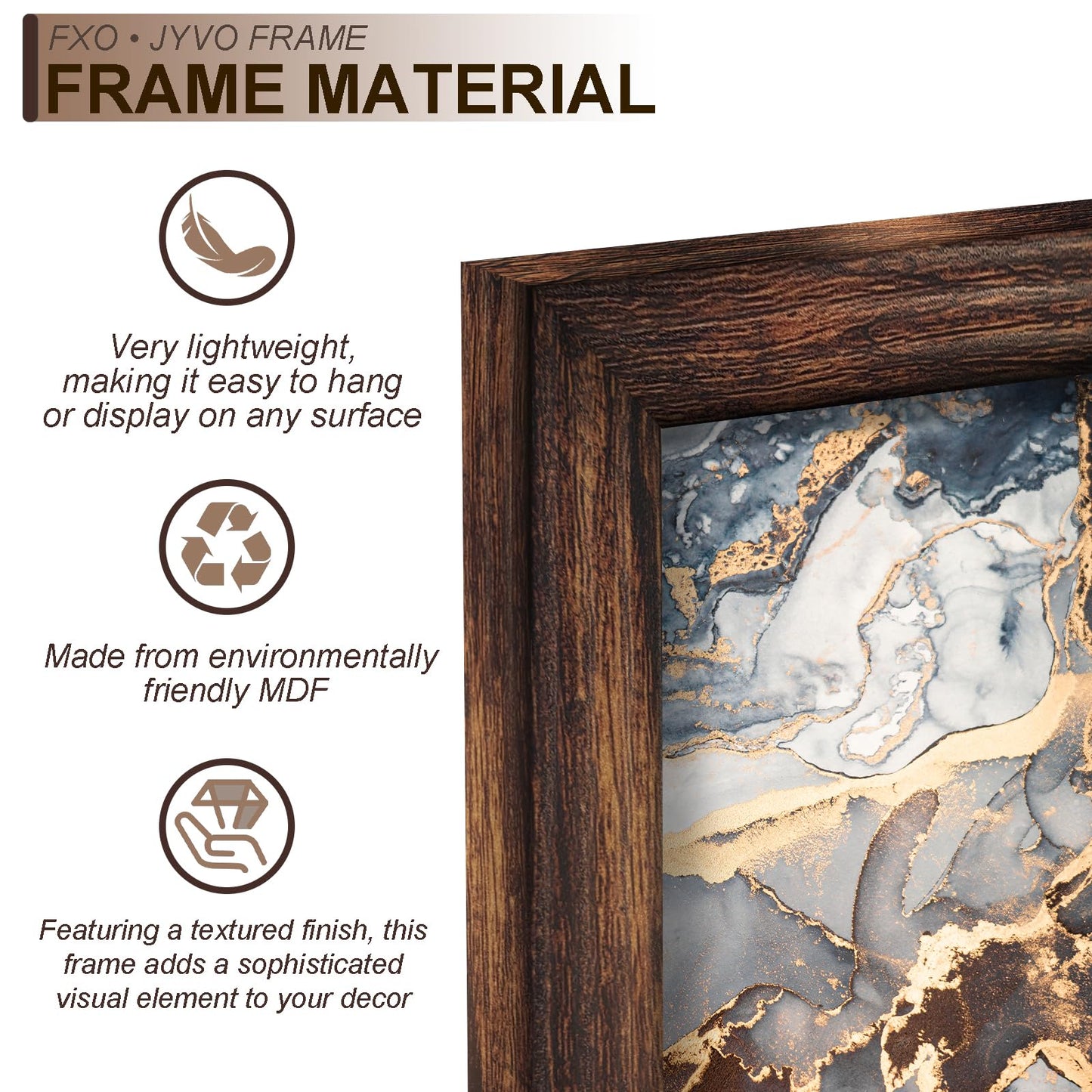 Fxojyvo Engineered Wood 14x24 Picture Frame, Brown Frame for 14 x 24 Inch Picture Poster Photo, Light Weight 14 by 24 Frame with Wood-grain for Wall - 3 Pack/Brown/14 x24