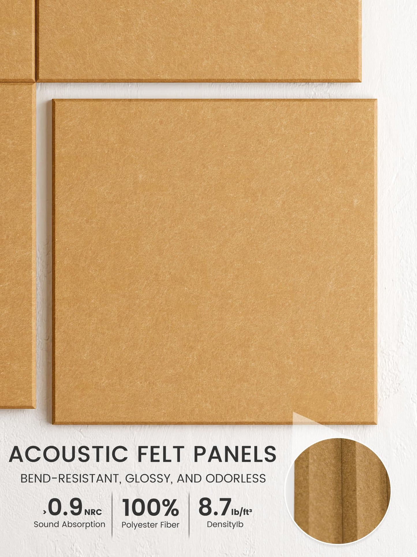 Bumusty Large Cork Board 48" x 36" Alternative - 12 Pack Felt Wall Tiles with 70 Safe Removable Adhesive Tabs, 30 Pushpins, Cork Boards for Walls Pin Board Bulletin Board Office Decor (Mustard Yellow)