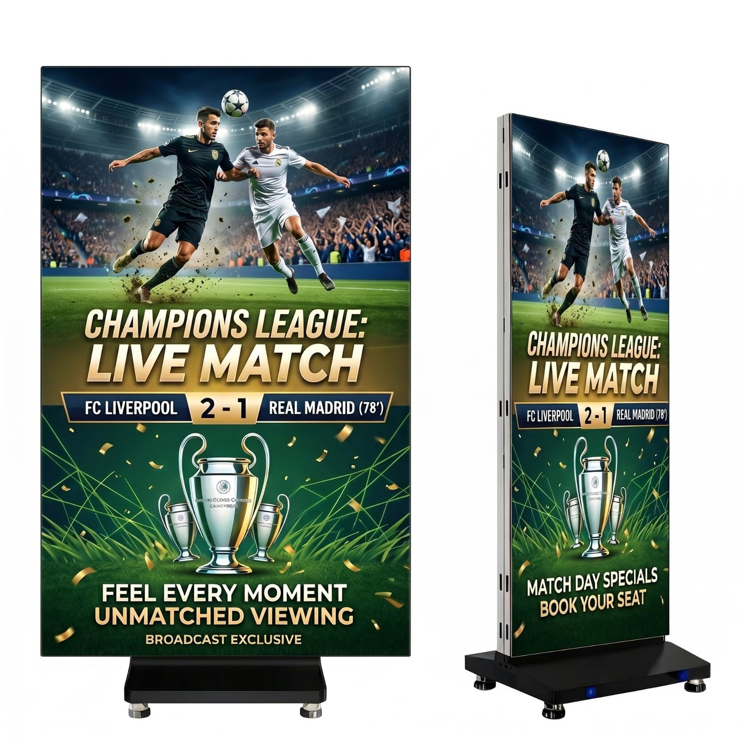 91" LED Digital Signage Display with Flight Case, Triple Foldable Spliceable LED Poster Screen,GOB Commercial Kiosk, Smartphone One-Cick Control, for Events, Rentals