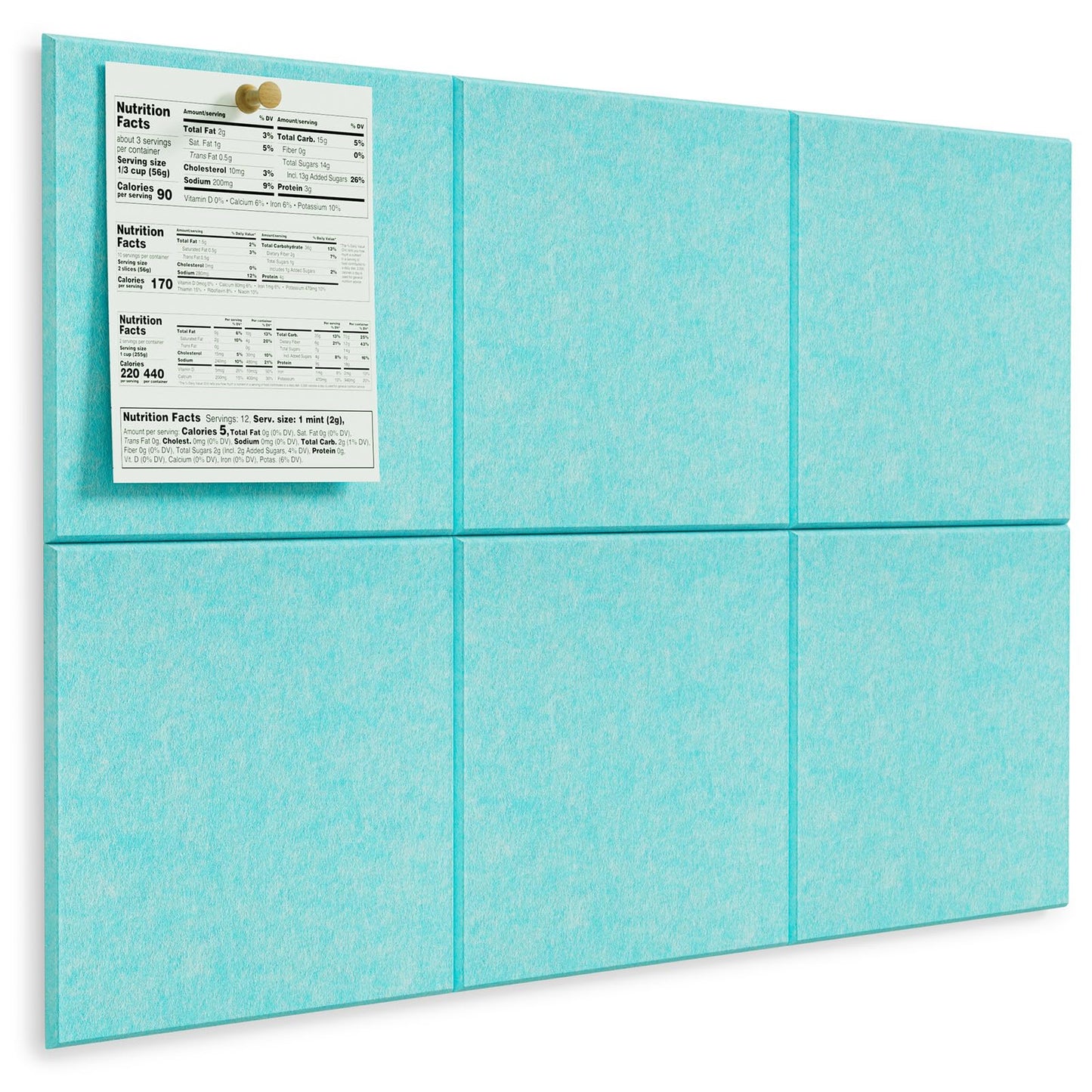 MaxGear Large Cork Board for Wall 36" x 24", Aqua Blue Bulletin Board, 6 Pack Felt Wall Tiles with Pushpins, Cork Boards for Office Push Pin Board Tack Board Felt Board