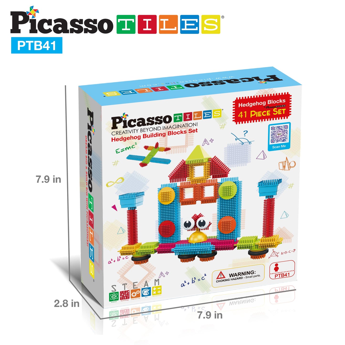PicassoTiles Toys 41 piece Hedgehog Block Building Blocks Construction Toy Set w/IdeaBook Learning Playset None Magnetic STEM STEAM Educational Kit Child Brain Development Preschool Kindergarten PTB41