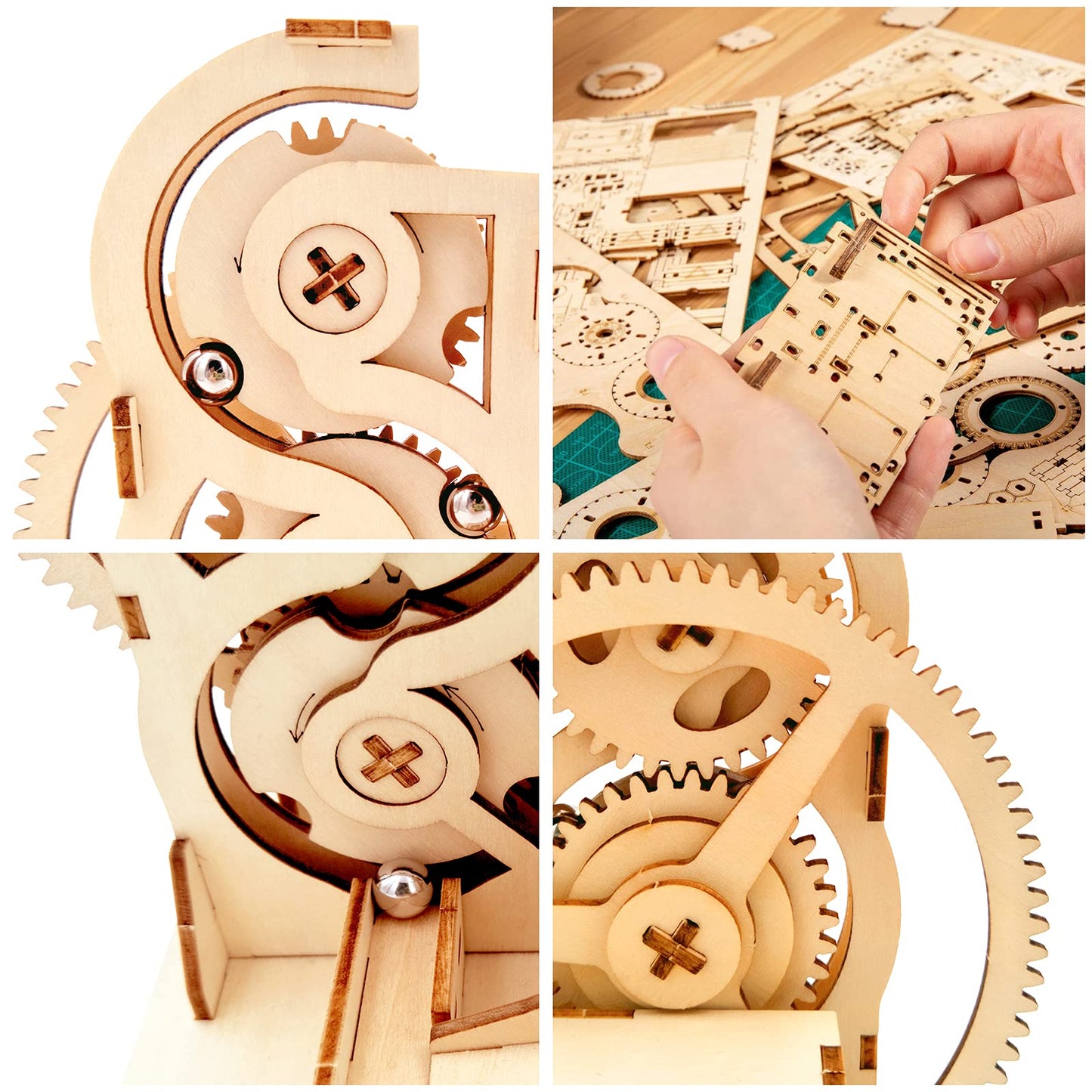 Solar 3D Wooden Puzzle Marble Run DIY Model Kit Craft Sets Wood Mechanical Toys Experiments Projects Birthday Gift for Adult Men Age 14+ Years Old