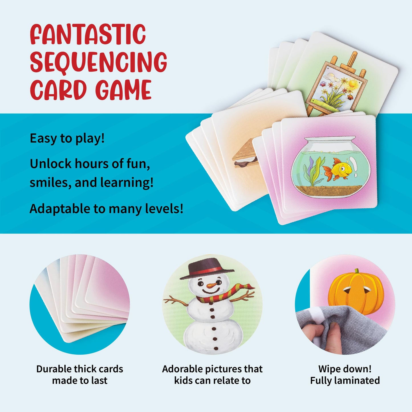 SPARK INNOVATIONS Sequence Board Game, Sequencing Card Game, Homeschool Supplies, Sequence Cards for Kids Picture Cards, Preschool Must Have, Educational Board Games