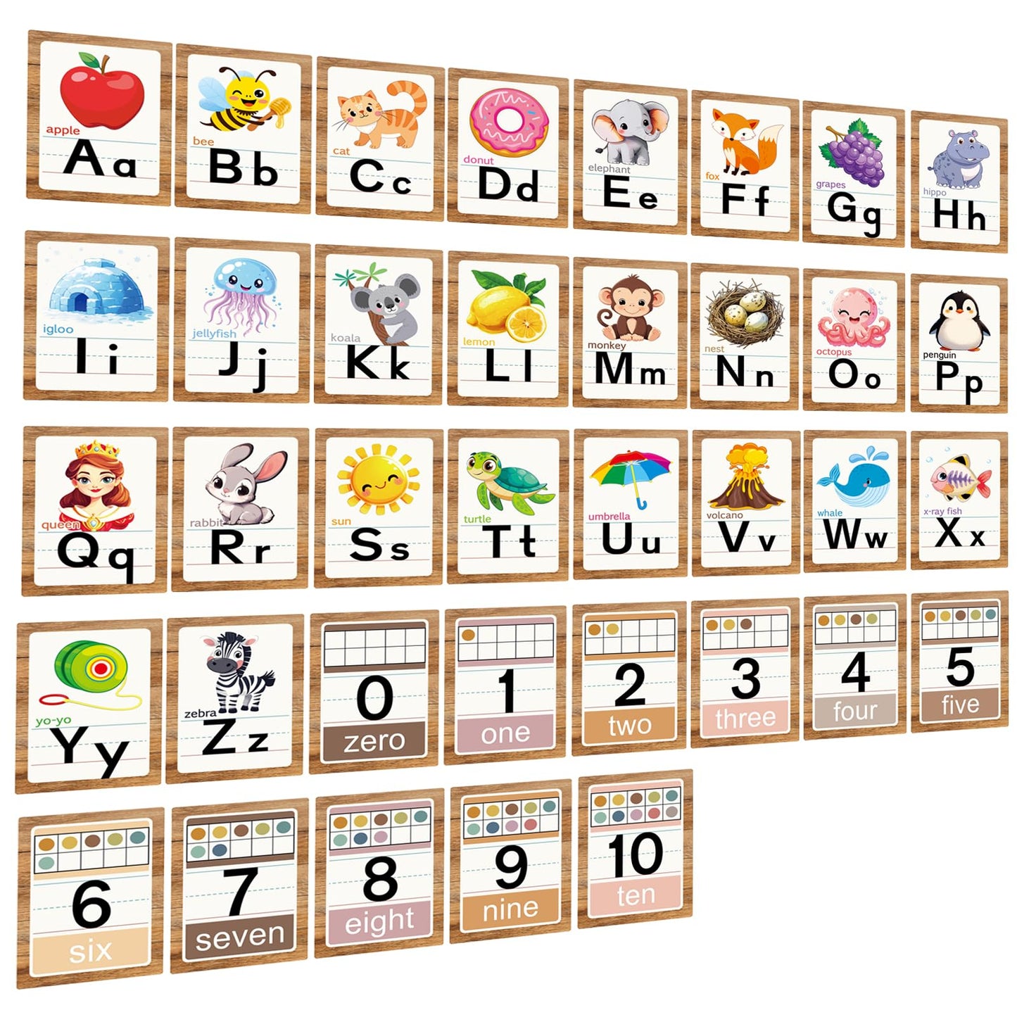 Adduster Alphabet Letters for Wall - ABC Alphabet Poster Classroom Wall Alphabet Alphabet Wall Chart Kindergarten Elementary Classroom Wall Decor Daycare Homeschool Supplies (Brown)