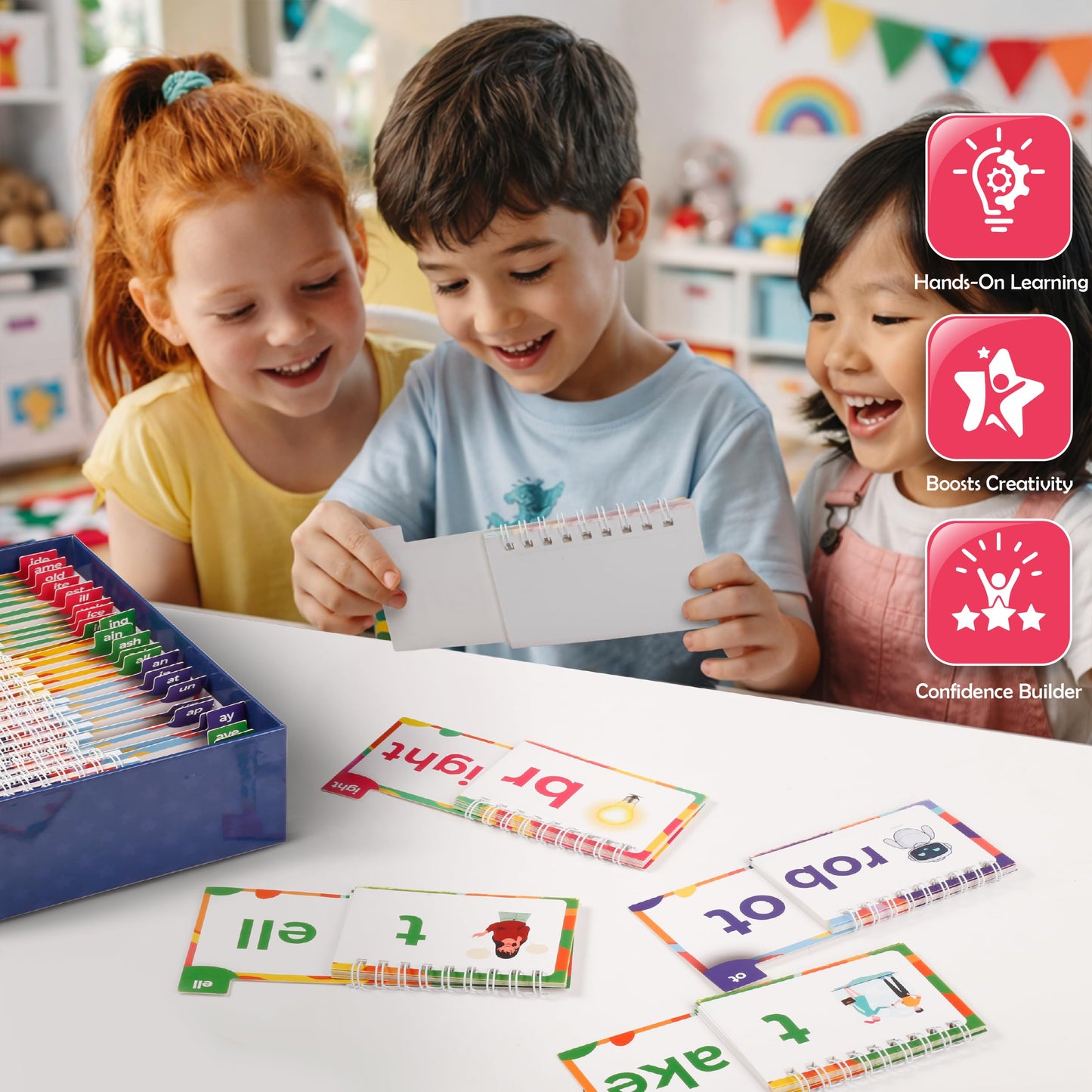 30 Read and Rhyme Flip Books, Phonics Flash Cards, Word Family Build Book, Learn to Read Sight Words Flash Cards Kindergarten, Phonics Flip Books for Kids Preschool Learning Activity, Reading Games