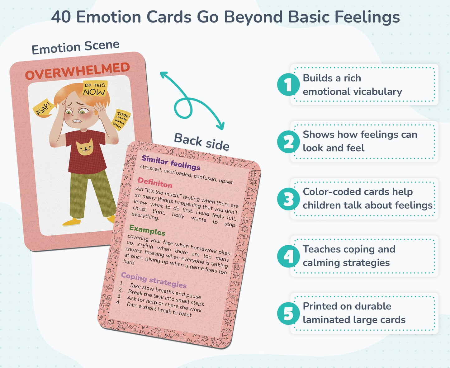 Emotionarium 80-Card Emotion & Feelings Game for Kids Ages 3-10 – Scientist-Designed – Emotional Intelligence, Social Skills, Empathy & Self-Regulation – Conversation Cards (40 Emotions + 40 Scenes)