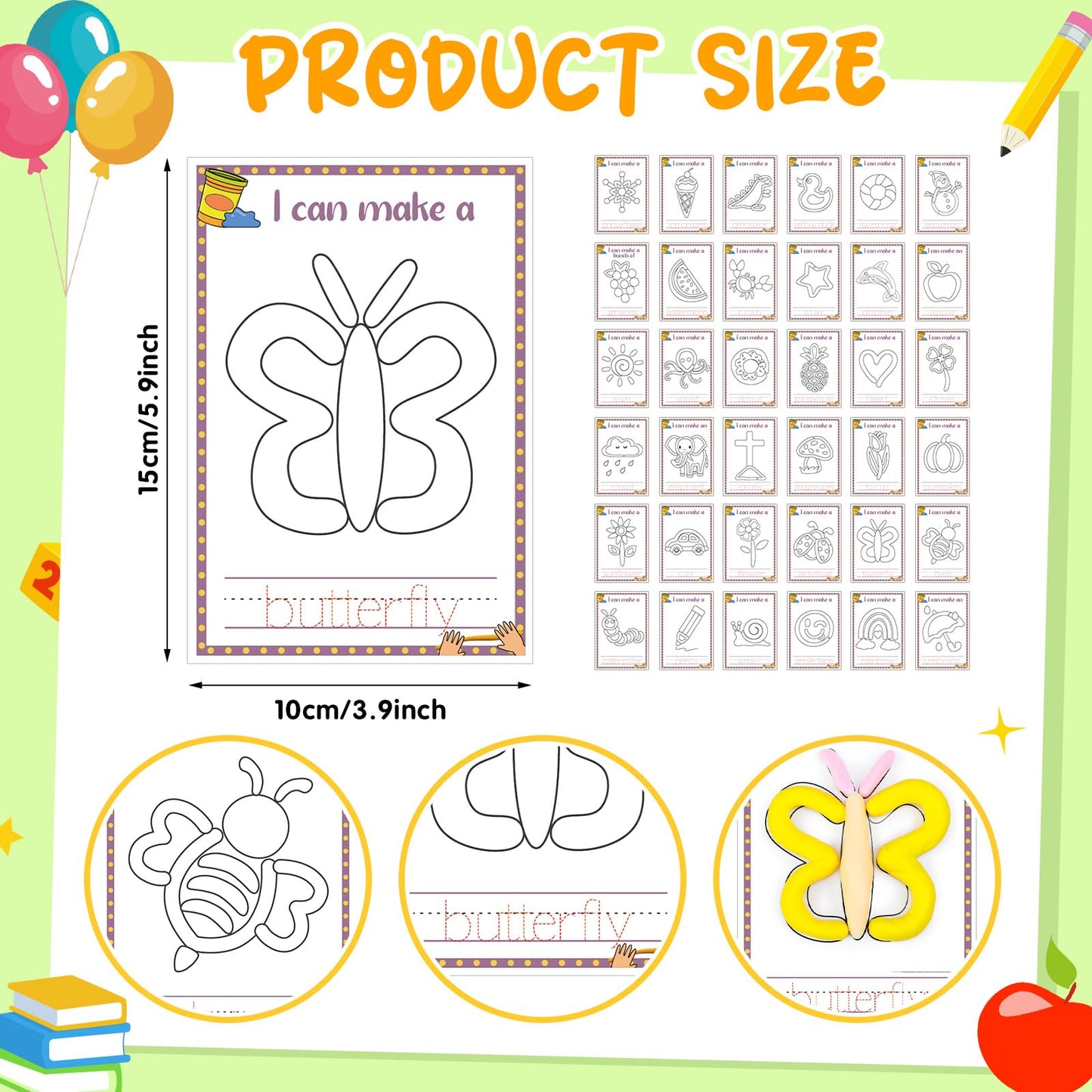 Geyoga 72 Pcs Playclay Dough Mats for Kids Rainbow Star Flower Play Mats Card for Clay or Dough Back to School Preschool Craft Suppliesfor Toddler Kid 2-6 Years Back to School Classroom Educational