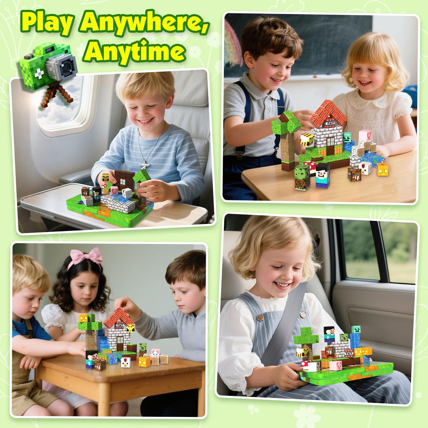 60 PCS Magnetic Blocks with Metal Box, 0.8in Mini Magnetic Building Cubes STEM Educational Toys for Kids Ages 3+ Boys Girls, Travel Airplane Classroom Play, Birthday Christmas Toy Gifts