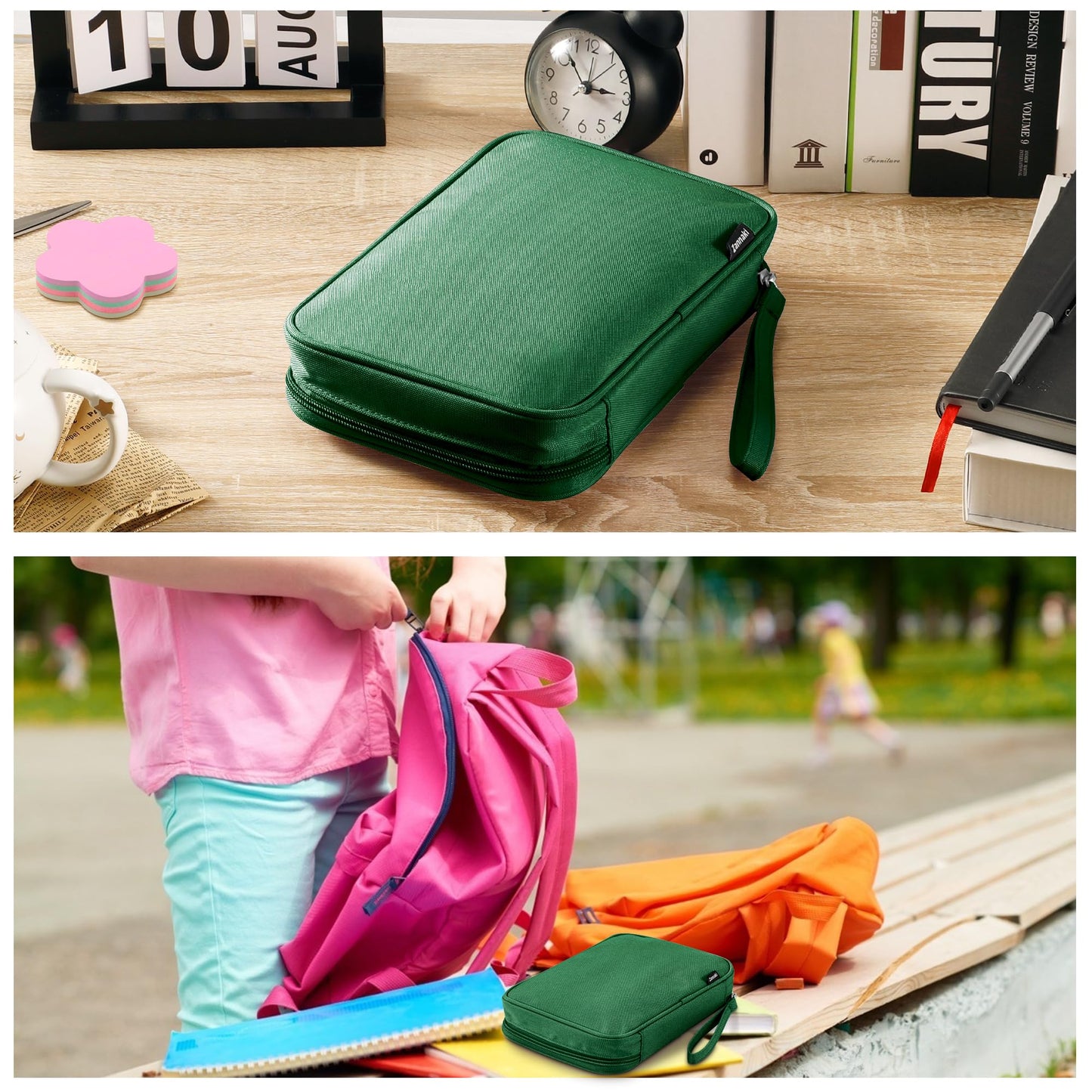 Zannaki Big Capacity Storage Pouch Marker Pen Pencil Case Simple Stationery Bag Box Art Tool & Sketch Storage Boxes for Bullet Journal Middle High School Office College Student Girl Women Adult Teen