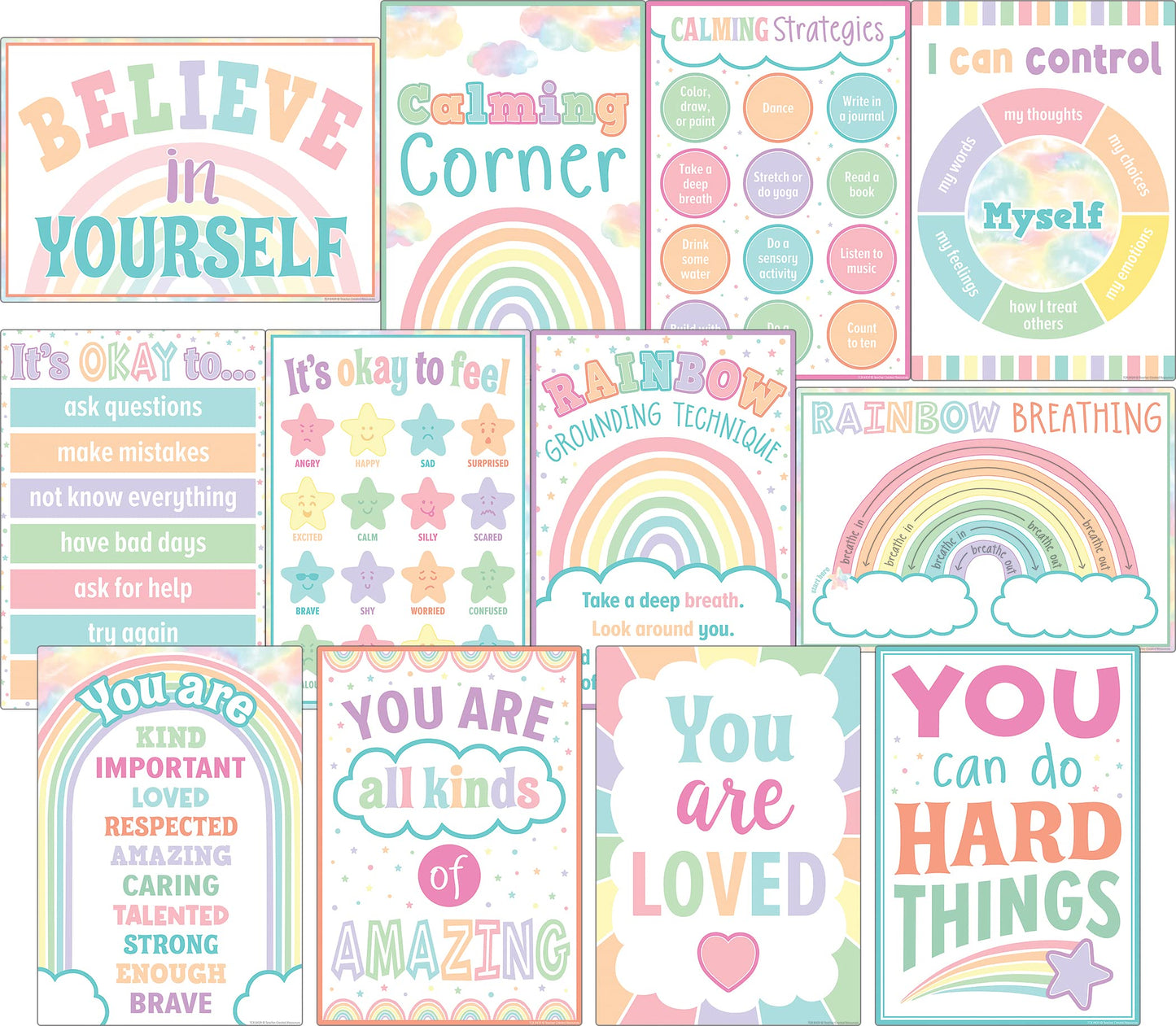 Teacher Created Resources Pastel Pop Calming Strategies Educational Poster Pack (TCR8439)