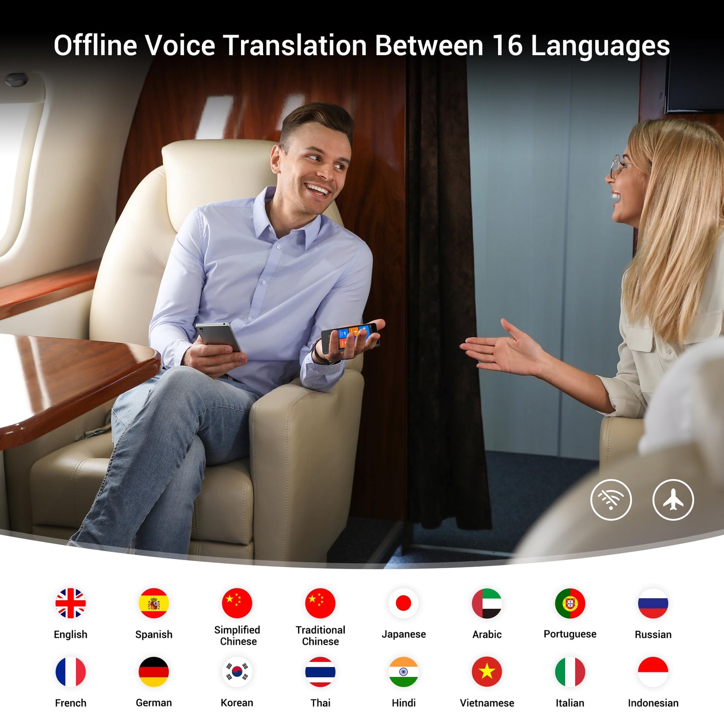 ANFIER Language Translator Device No WiFi Needed 2024 Voice Translation Updated Offline Translator in 16 Languages Online for 144 Languages 97% High Accuracy for Travel Business