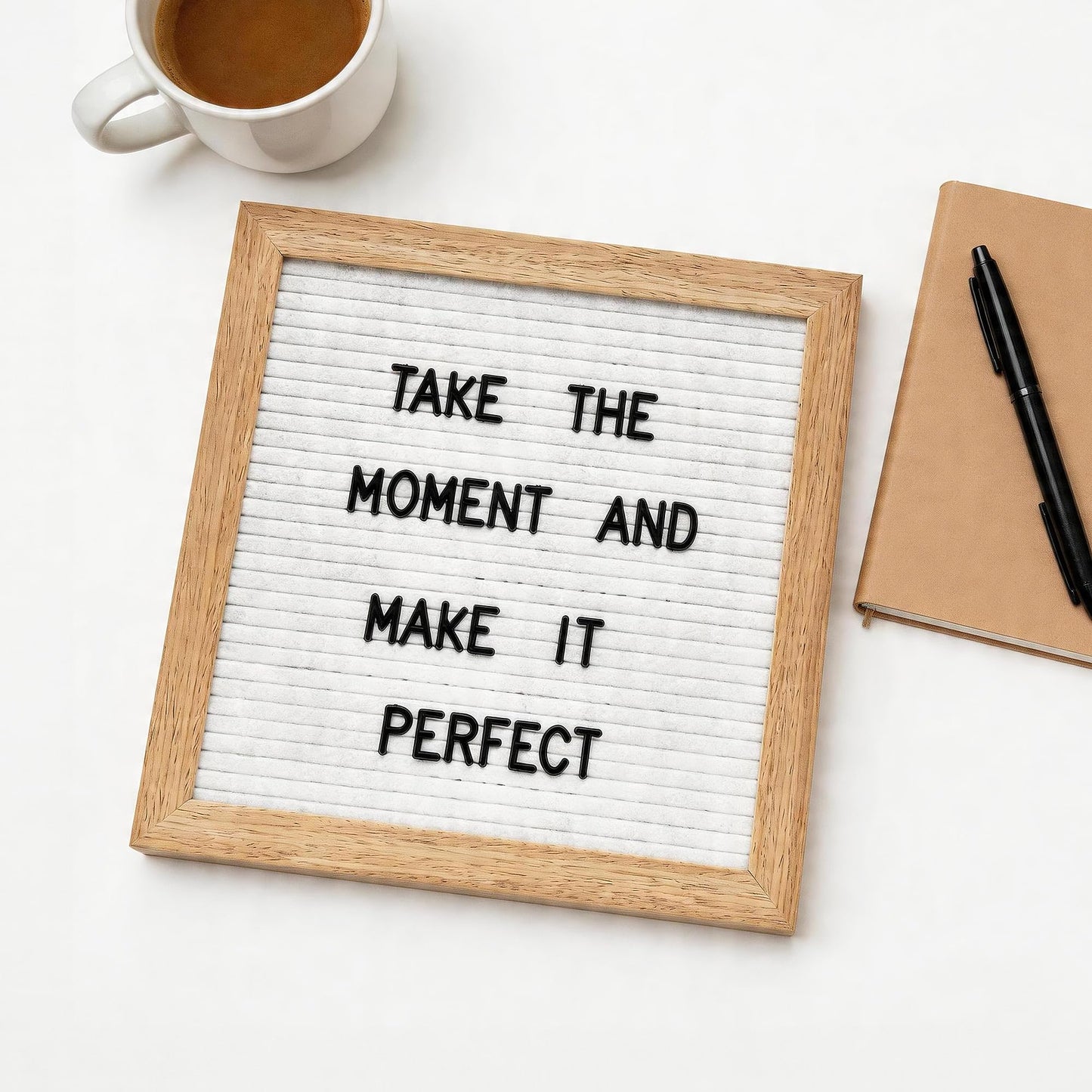 Felt Letter Board with 294 Letters, Numbers, Symbols - 10x10 inch Changeable Message Board with Wooden Frame Wall Mount(White)
