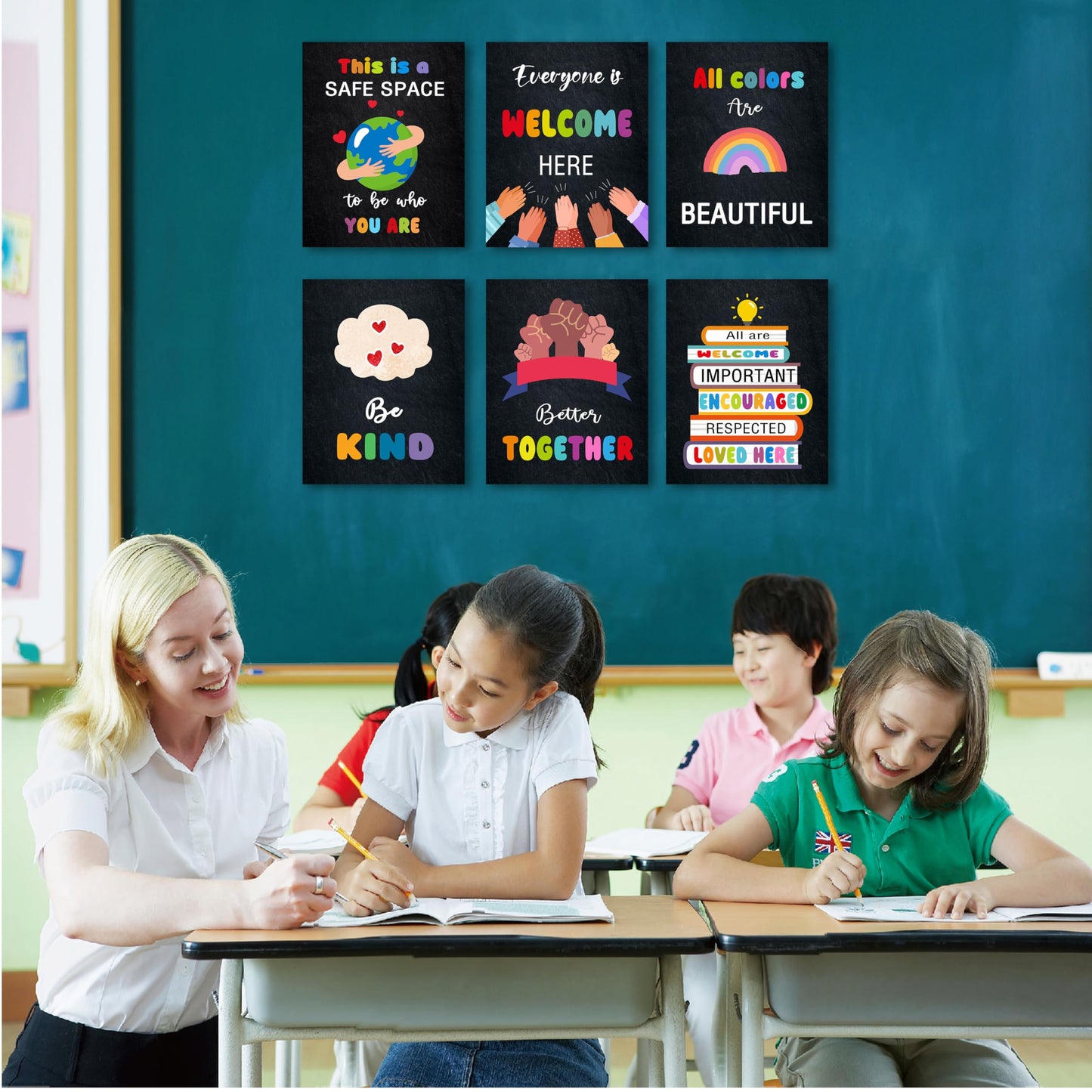 KDMAZH Kindness Diversity Posters - 6 Diversity Decorations for Elementary Classroom Decor, 8x10Inch, Unframed