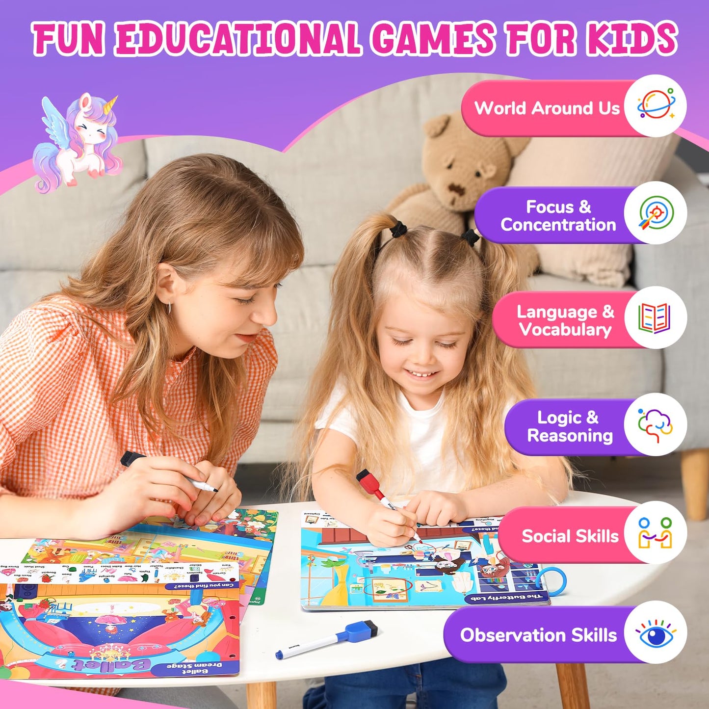 JoyCat Seek & Find Game Book, Educational Toys for Girls Ages 3-5, Preschool Learning Activities for Toddlers & Kids, Christmas Road Trip Travel Toys for Car & Airplane, Gifts for 3 4 5 6 Year Olds