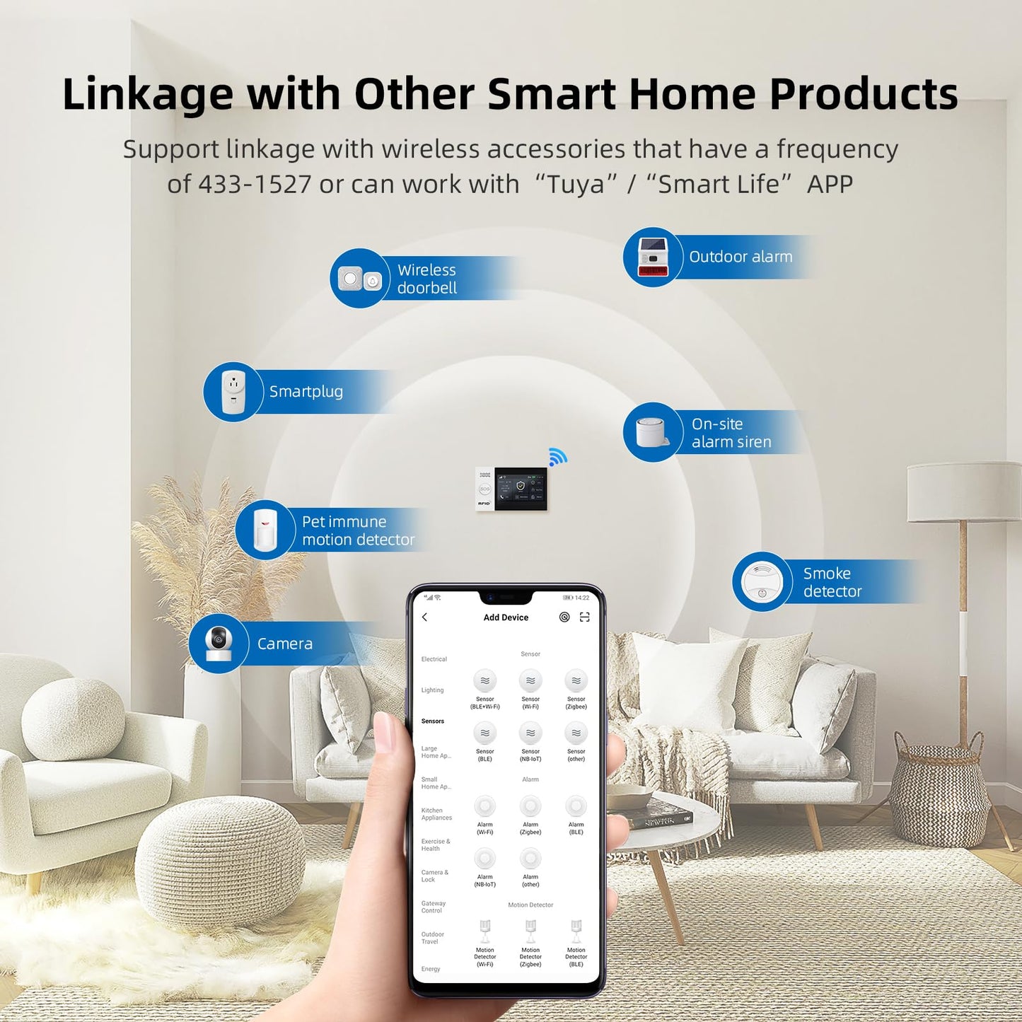 Alarm System for Home Security with Camera, Wireless Security System with 4.3’ Wireless fulltouch Screen Compatible with Alexa and Google for Home, Flat