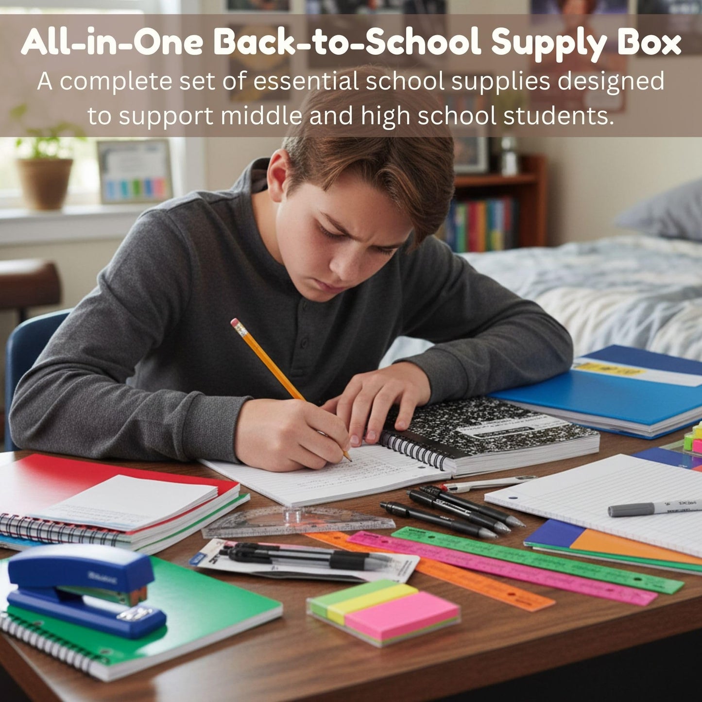 OMURA 70 Count All in One School Supplies Kit Middle School & High School Supplies Bundle - Homeschool Supplies, School Supplies for Girls - Back to School Kit & High School Supplies Kit