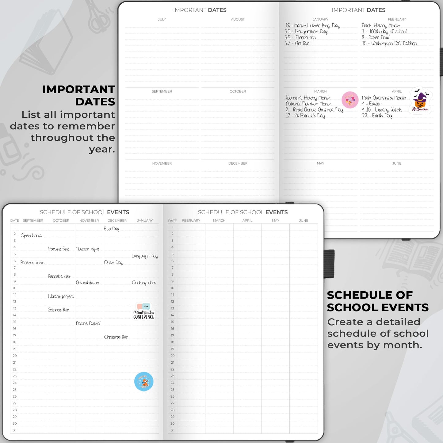 Clever Fox Teacher Planner – School Year Planner with Calendars & Lesson Plans – Teacher Plan Book for Classroom & Homeschool Organization - Undated, 7x10″, Hardcover (Black)