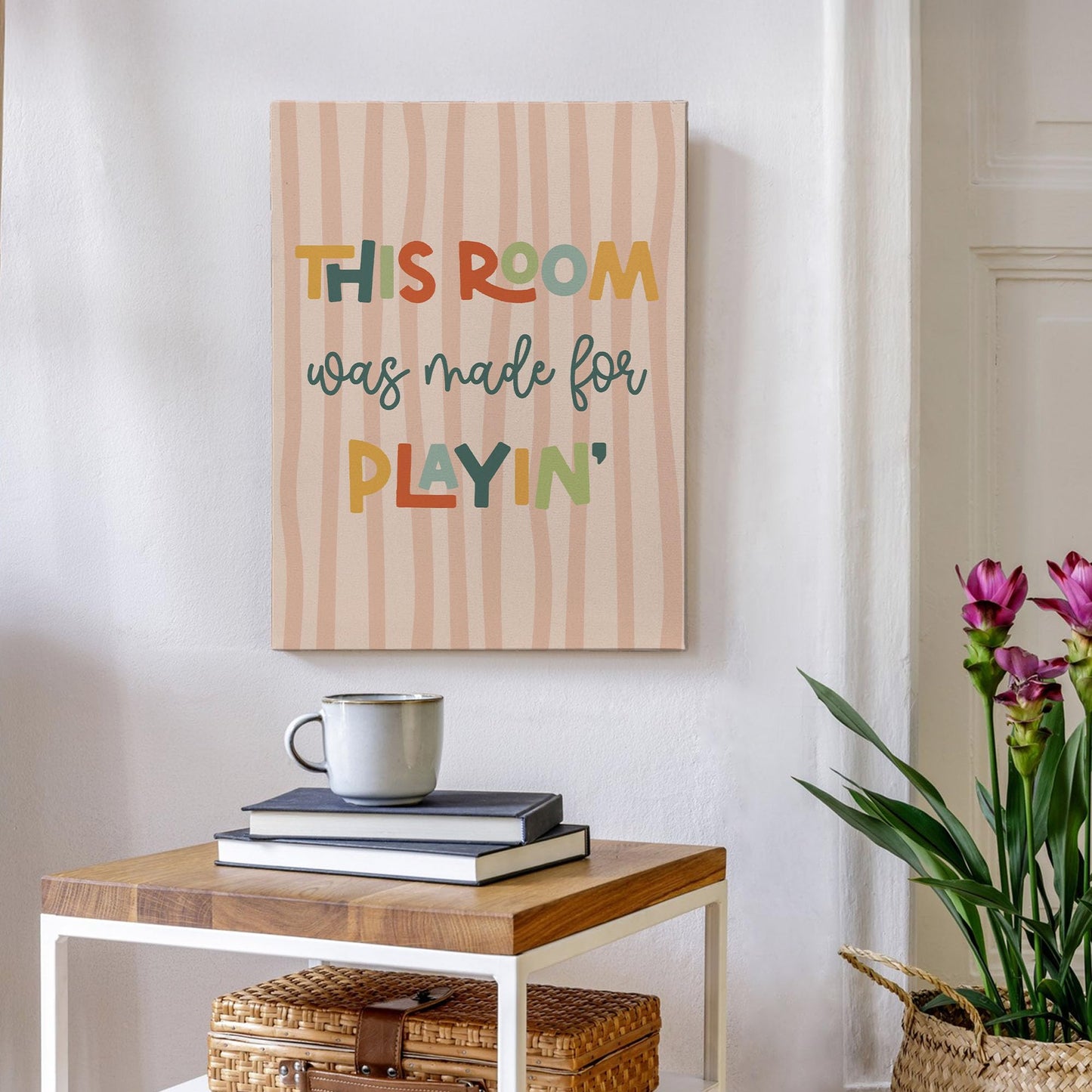 XINCEYWJ Boho Kids Playroom Wall Decor, This Room Was Made For Playin Canvas Art Prints Framed, Welcome Sign, Trendy Nursery Wall Art for Kids Girly Boys Toddler Room Dorm Bedroom, 11x14 In