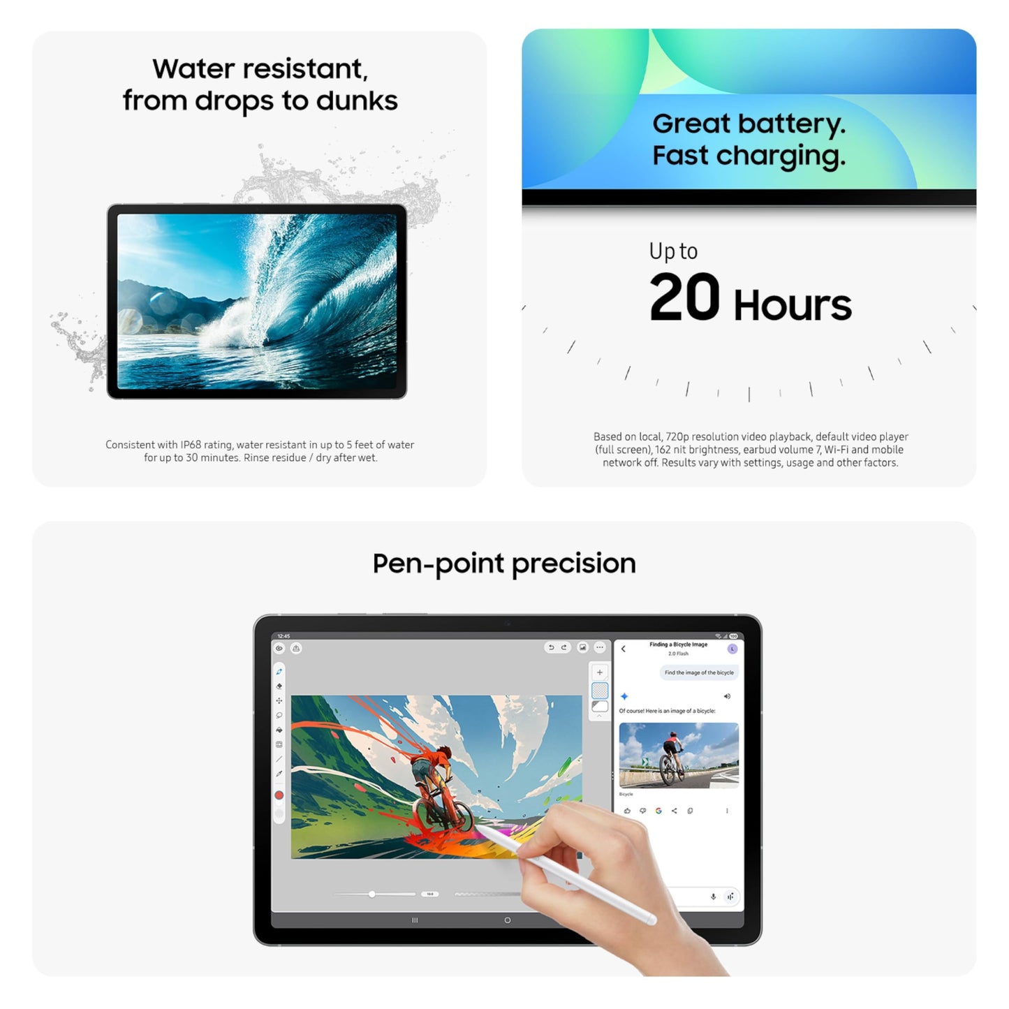 Samsung Galaxy Tab S10 FE 128GB WiFi Android Tablet, Large Display, Long Battery Life, Exynos 1580 Processor, IP68 Water-Resistant, 90 Hz Refresh, S Pen for Note-Taking, US Version, Silver