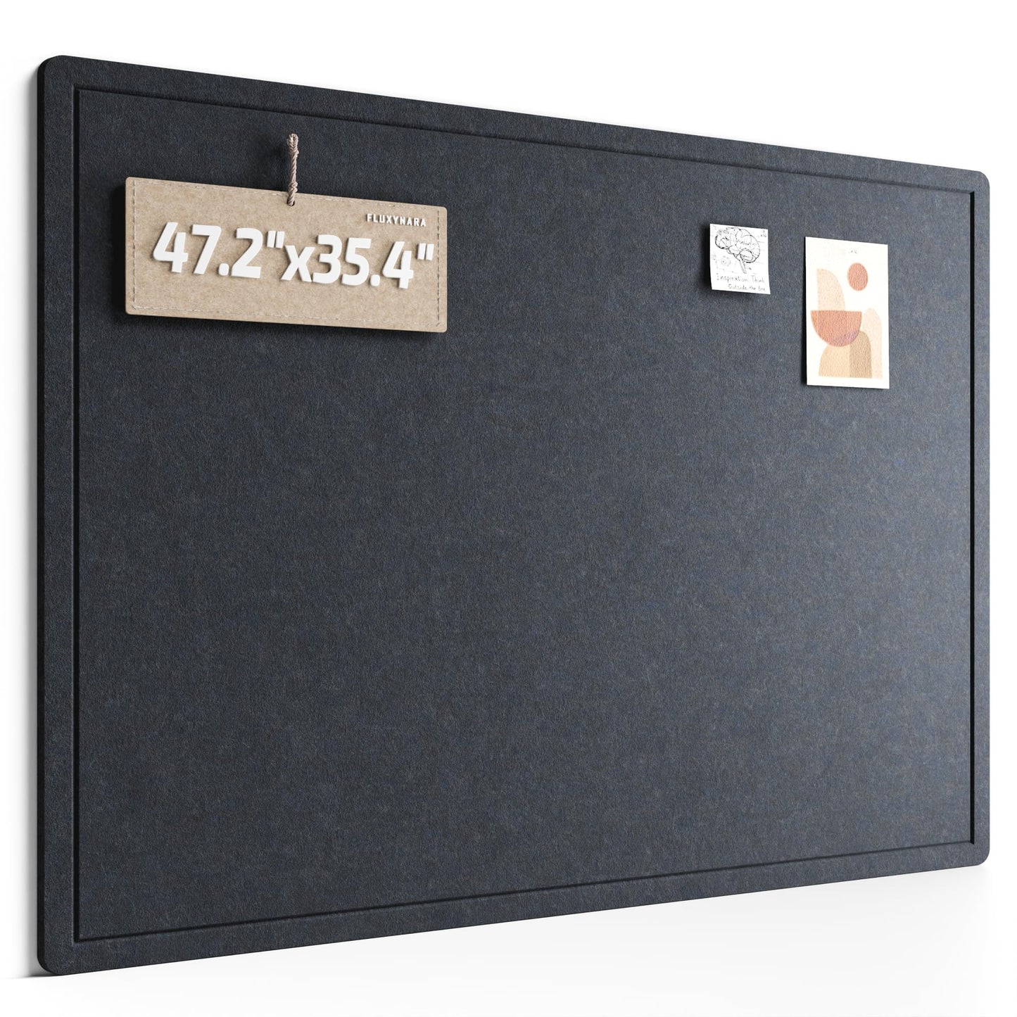 Fluxynara Large Bulletin Board, 47.2" x 35.4" Cork Board Alternative with 24 Safe Removable Adhesive Tabs, Foldable Felt Pin Board for Home Office, Classroom, Bedroom,Entryway for Walls—Navy Blue