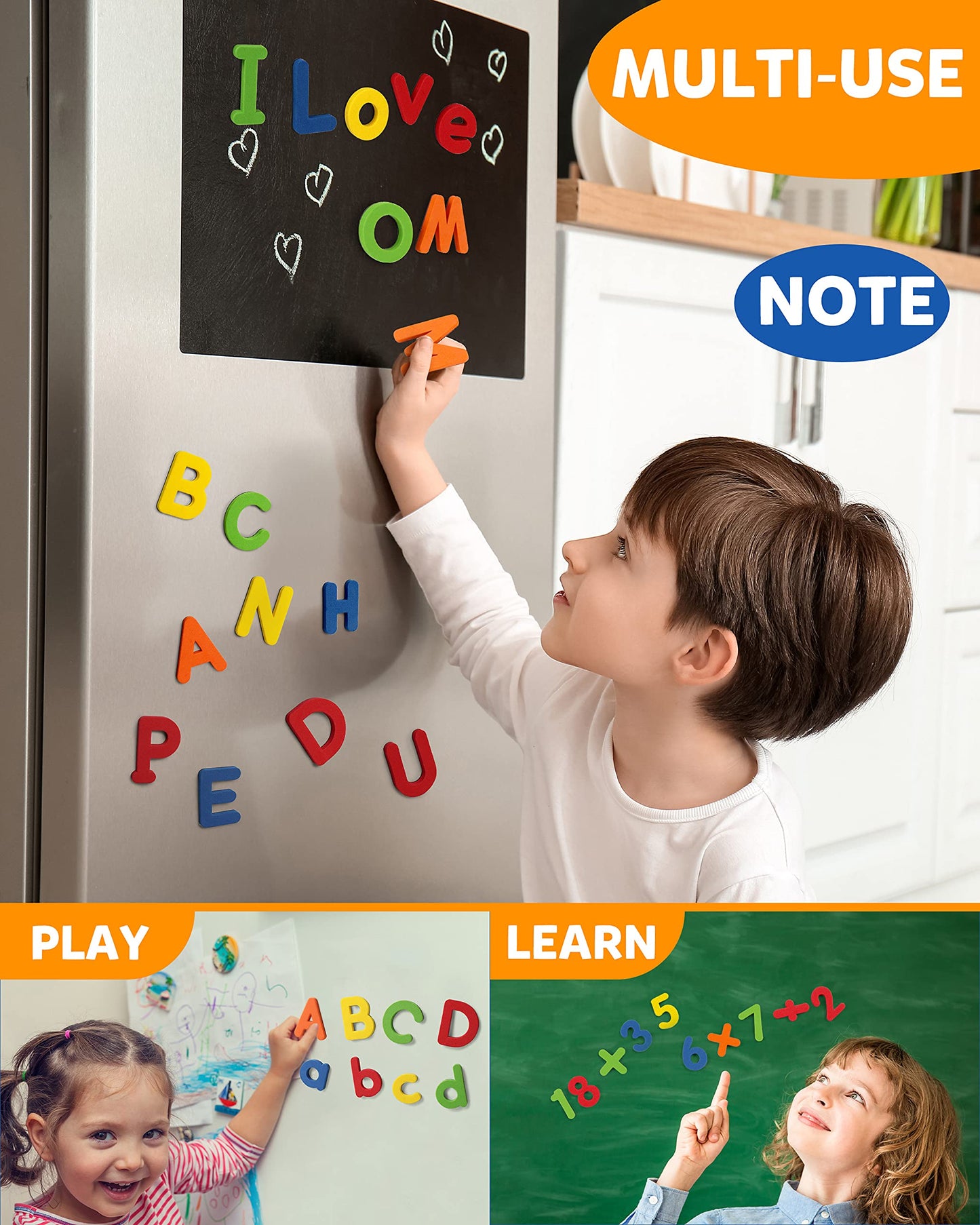 Coogam EVA Magnetic Letters Numbers 78 Pcs Alphabet ABC 123 Fridge Magnets Colorful Educational Toy Set, Preschool Learning Spelling Counting Uppercase Lowercase Math for 3 4 5 Years Kid