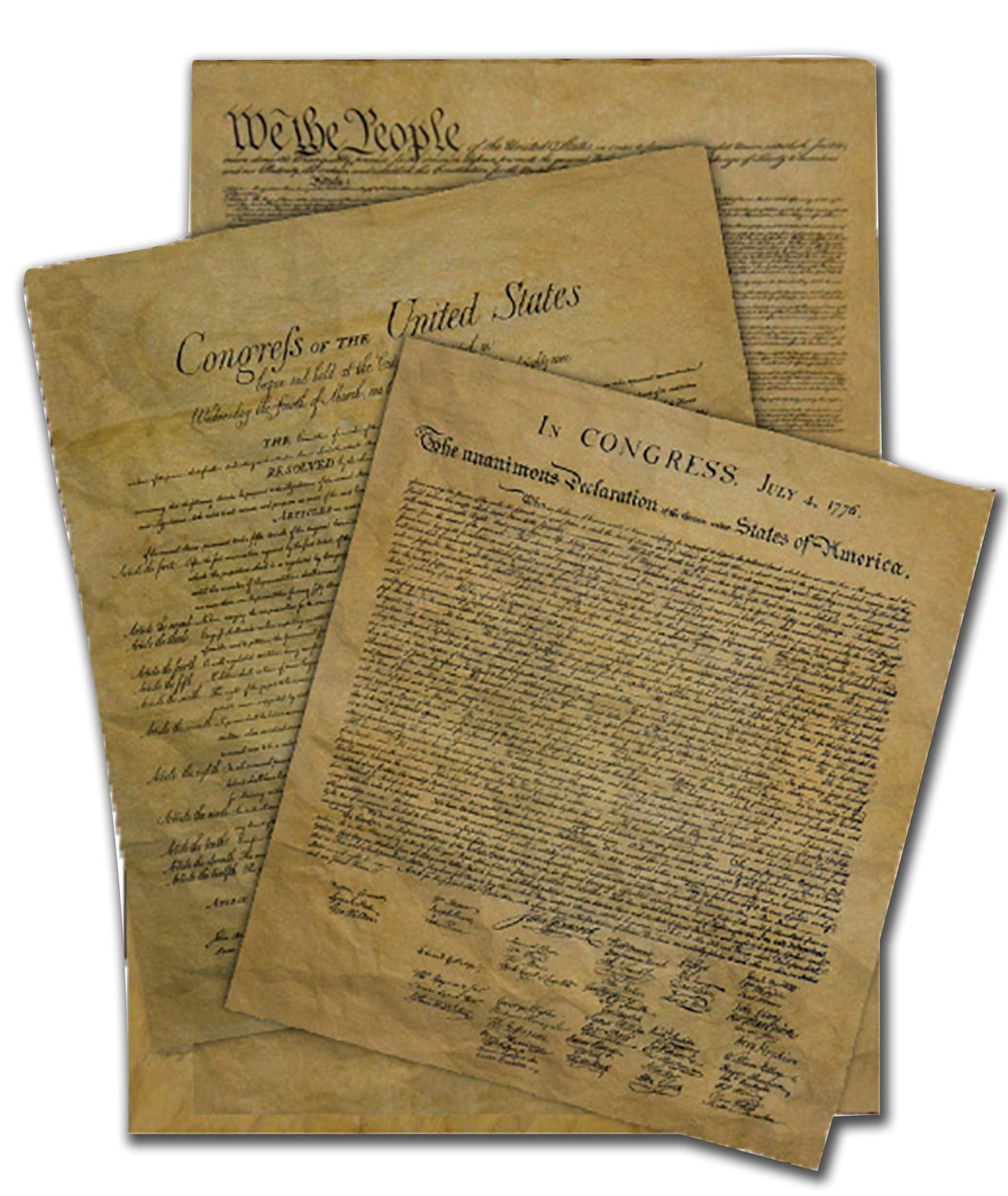 Our Amendments Documents of Freedom Bundle- Full Size Declaration of Independence, United States Constitution and The Original Bill of Rights (1789), America's 250th Anniversary
