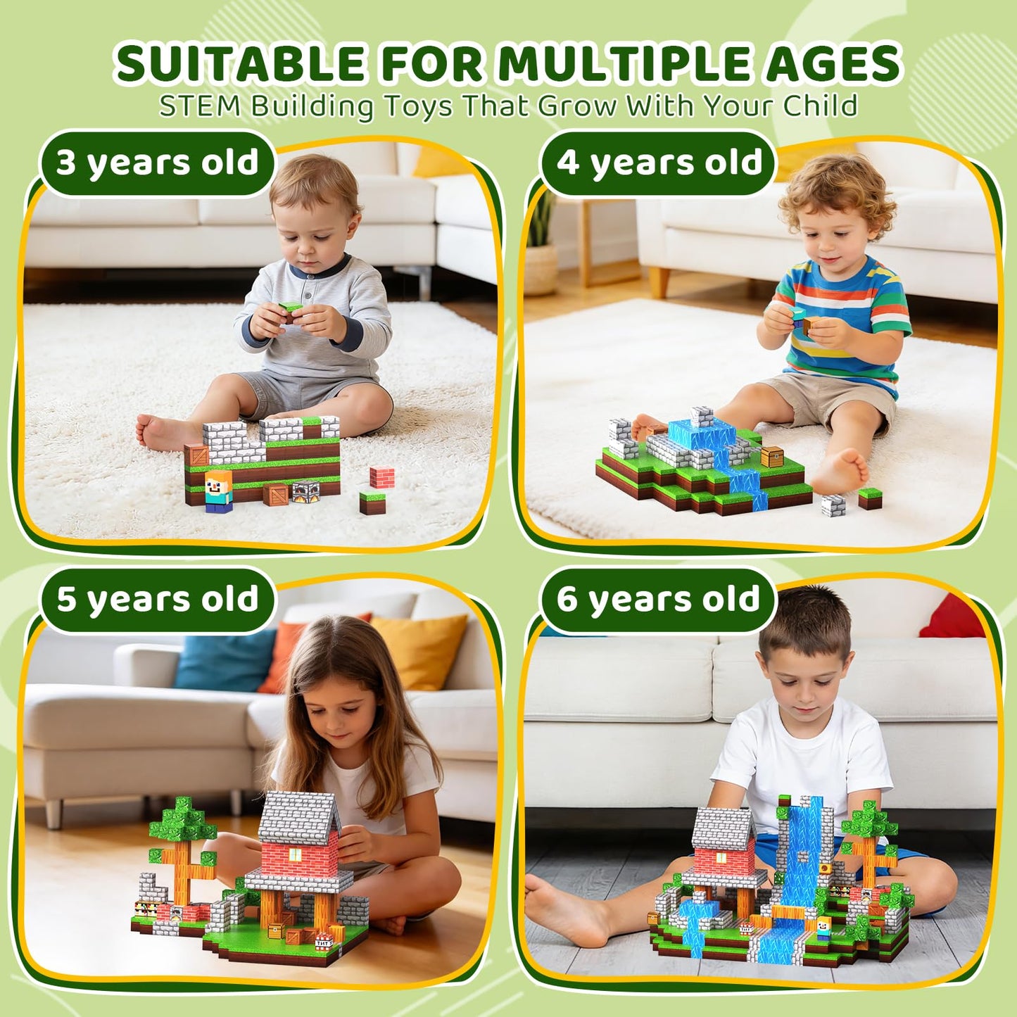 Uneviesyka Magnetic Blocks,100 PCS Magnetic Building Blocks Set STEM Montessori Sensory Educational Construction Cubes Toys,Christmas Birthday Easter Gifts for Kids Boys Girls Toddlers Age 3-10
