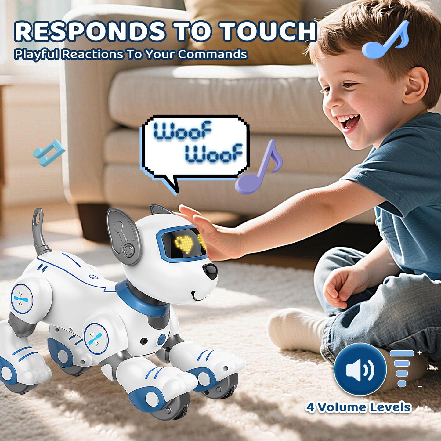 great dachong Robot Dog Toy for Kids 3-12: Remote Control Interactive Robot Puppy with Touch & Follow, Programmable Tricks, Dancing & Walking, Birthday Gift for Smart Boys & Girls